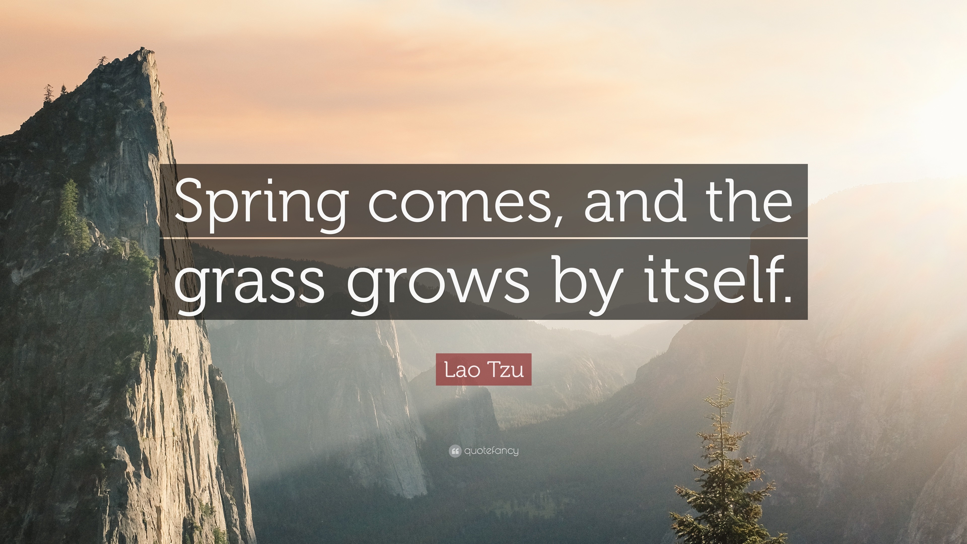 3840x2160 Lao Tzu Quote: "Spring comes, and the grass grows by itself....