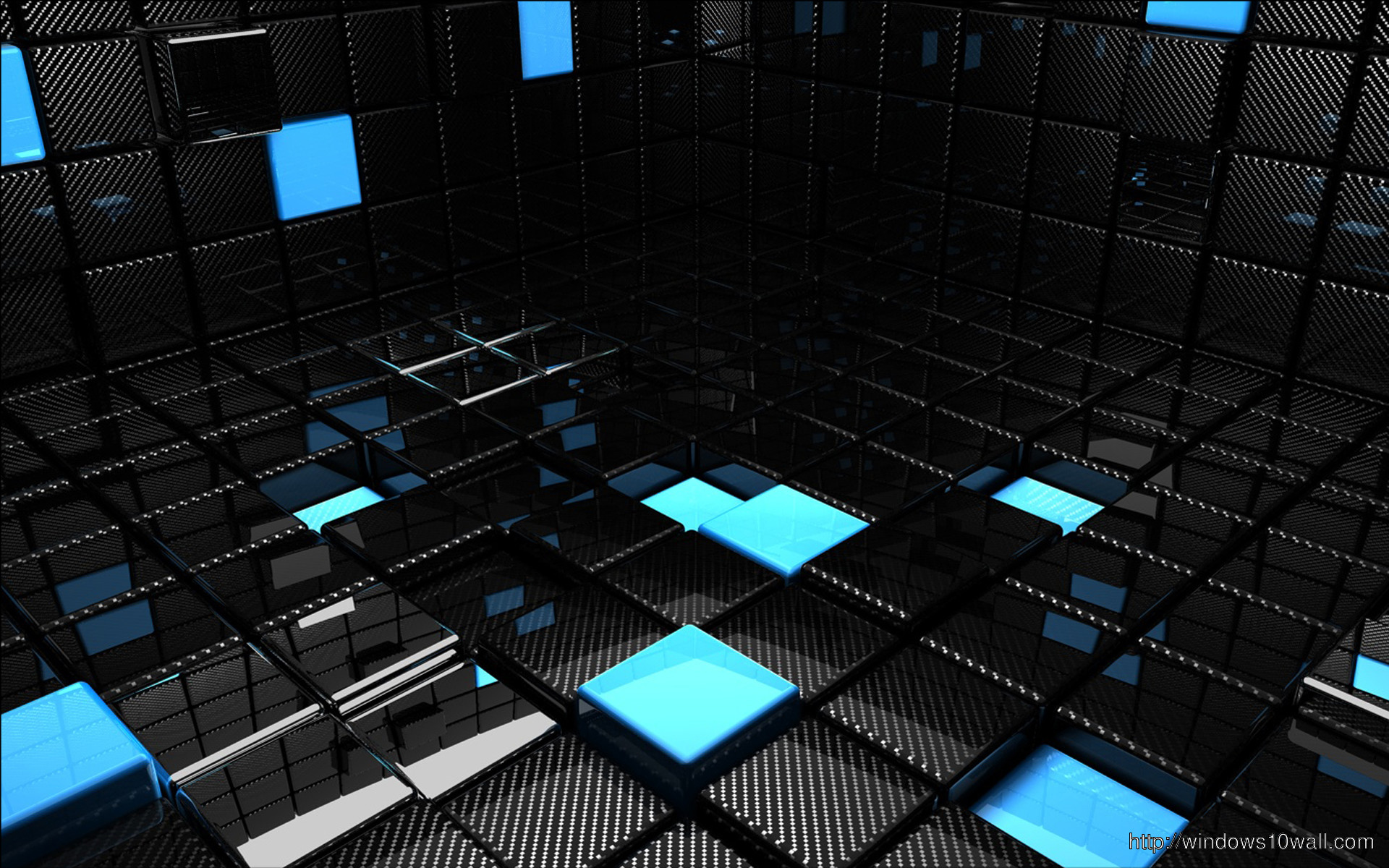 1920x1200 3D Blue And Black Cube Free Download Wallpaper