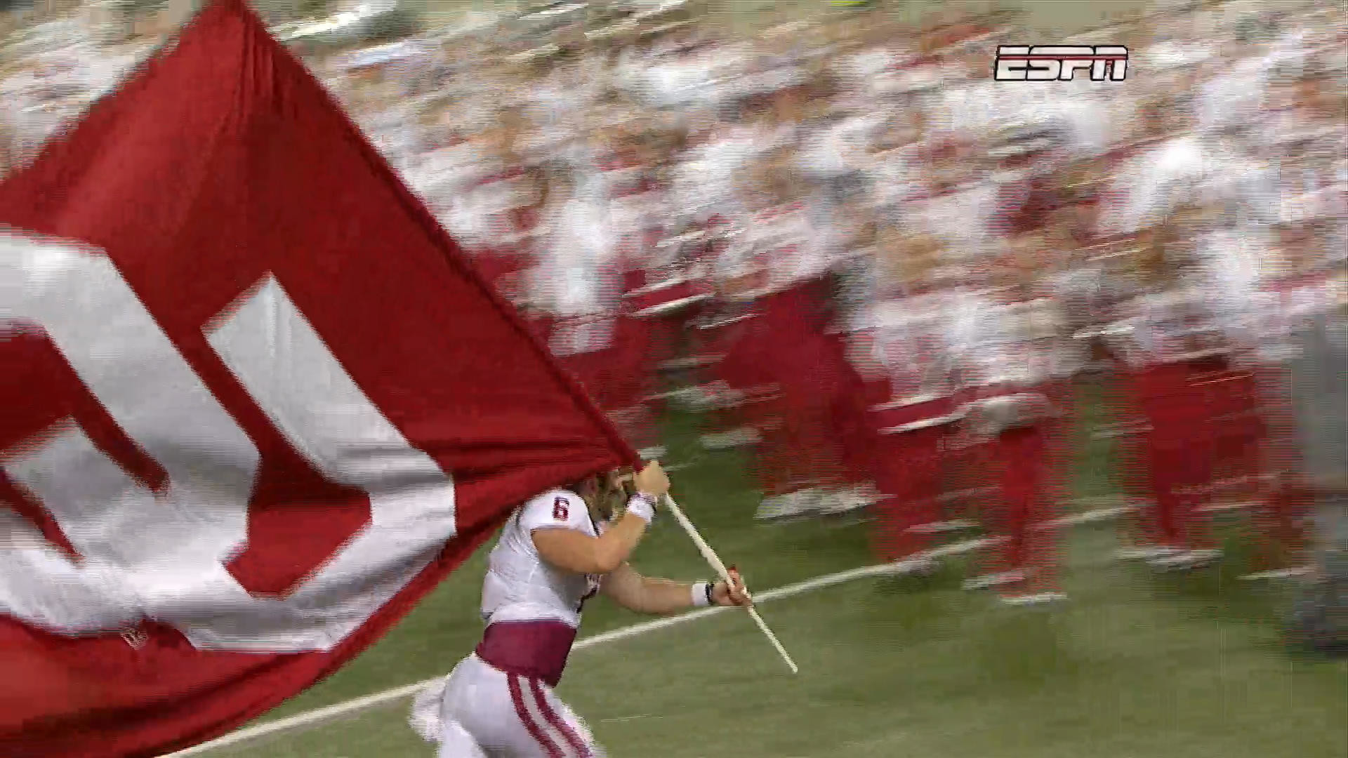 1920x1080 WATCH: Baker Mayfield plants OU flag in the middle of the Buckeye logo