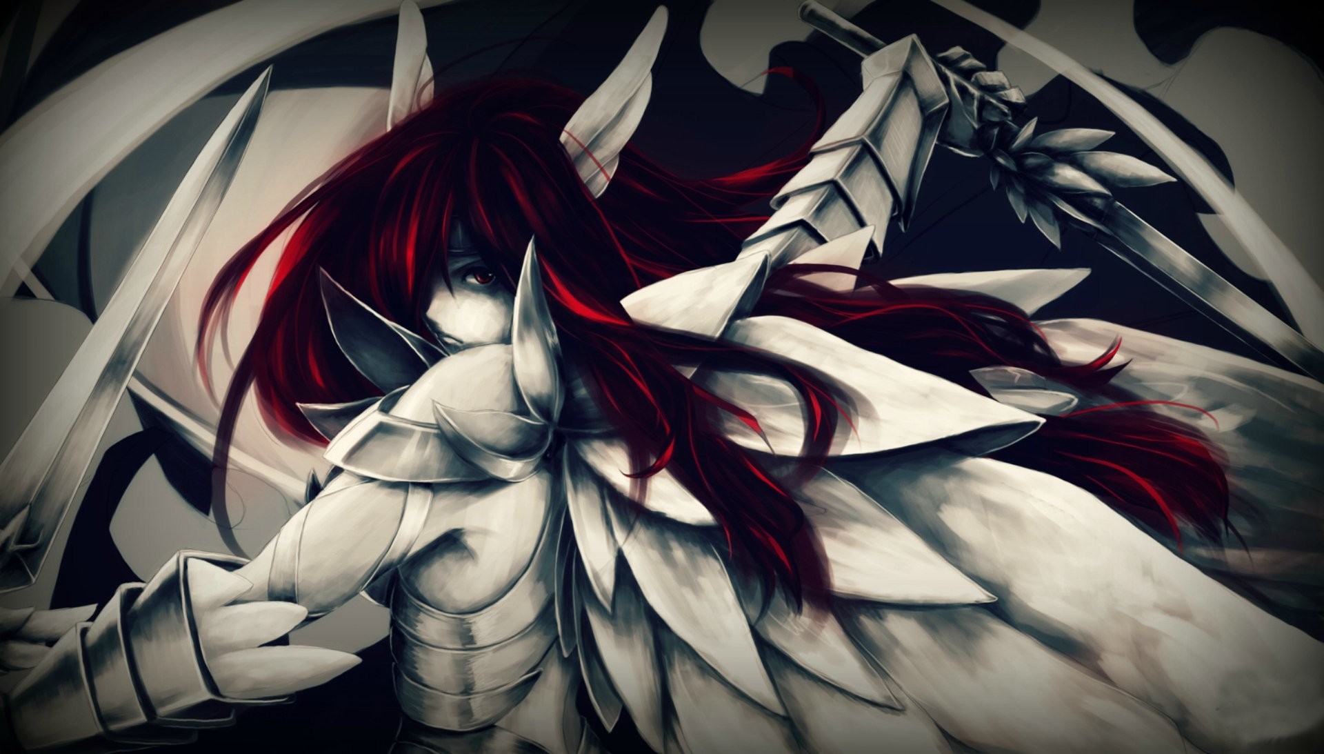 1920x1093 Anime Erza Scarlet Fairy Tail Long Hair Red Hair Tattoo Woman Warrior Â· HD  Wallpaper | Background ID:505304