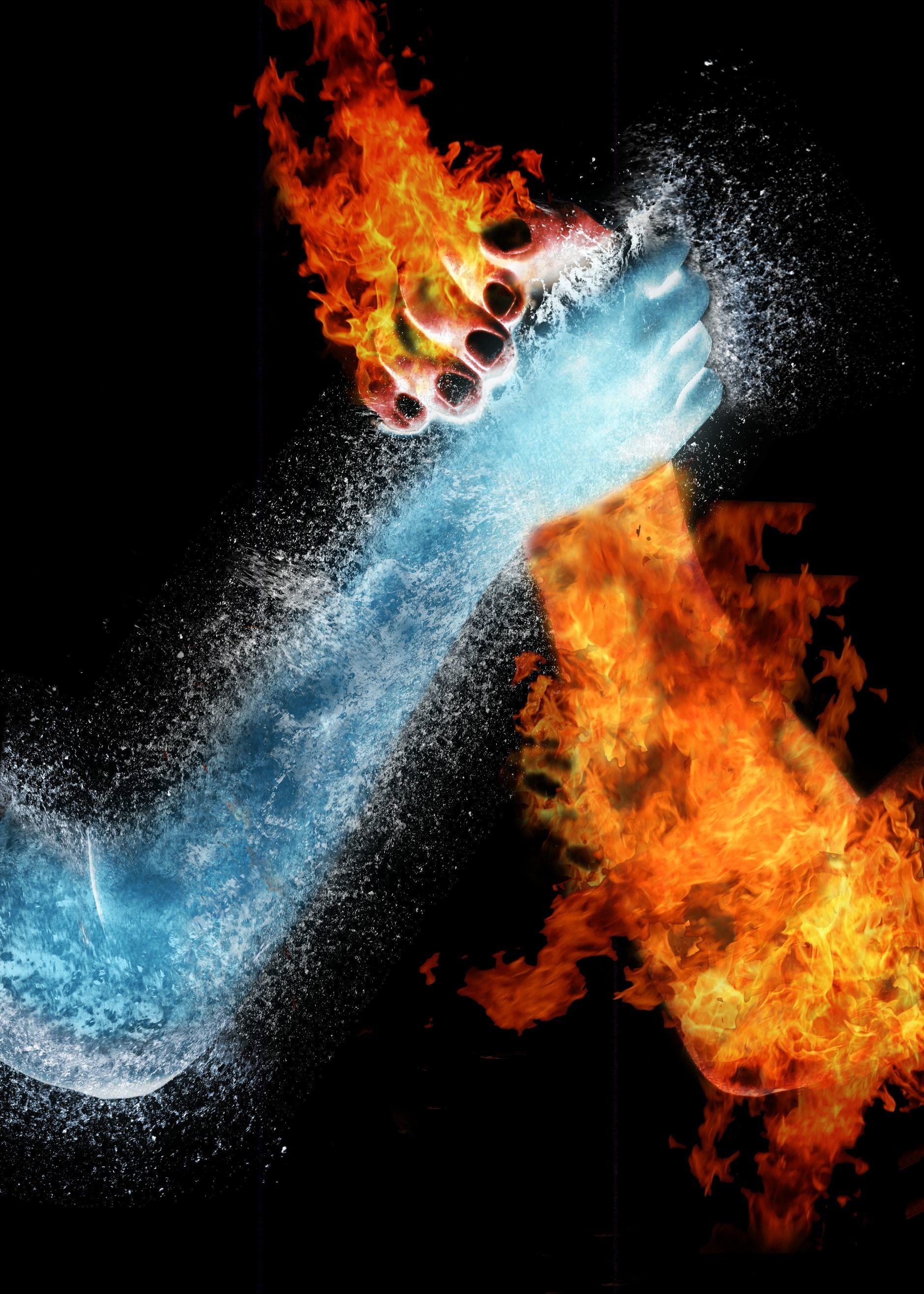 1879x2630 17 Fantastic Examples of Water Photo Manipulation 'The Challenge: water vs  fire'
