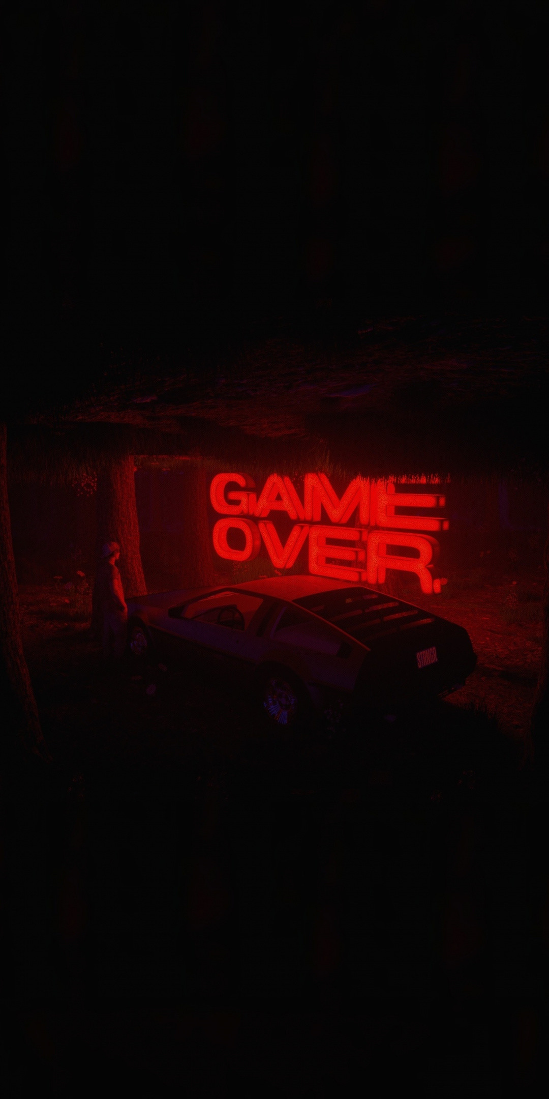 1080x2160 Game over, car, artwork, dark,  wallpaper