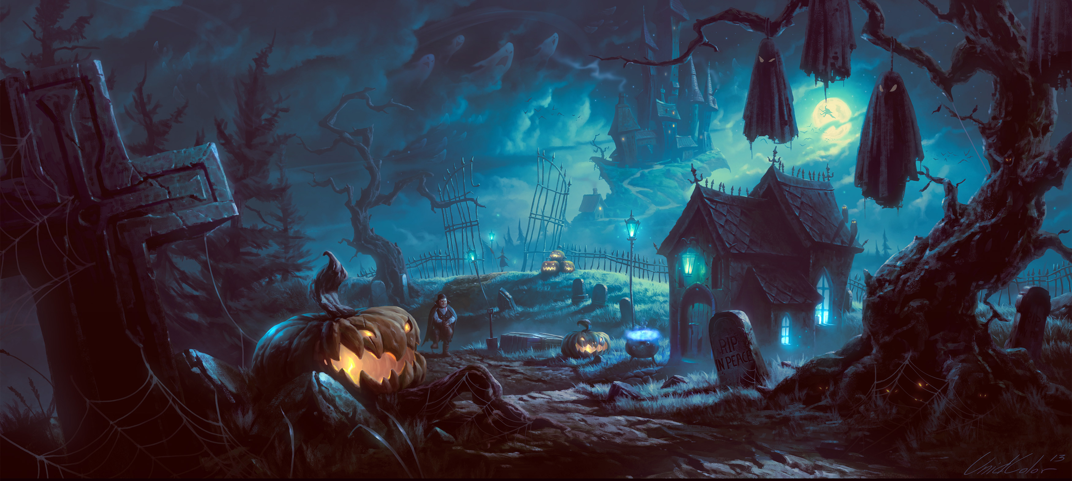 3500x1571 Scary Halloween Desktop Wallpapers - Wallpaper Cave creepy halloween  backgrounds ...