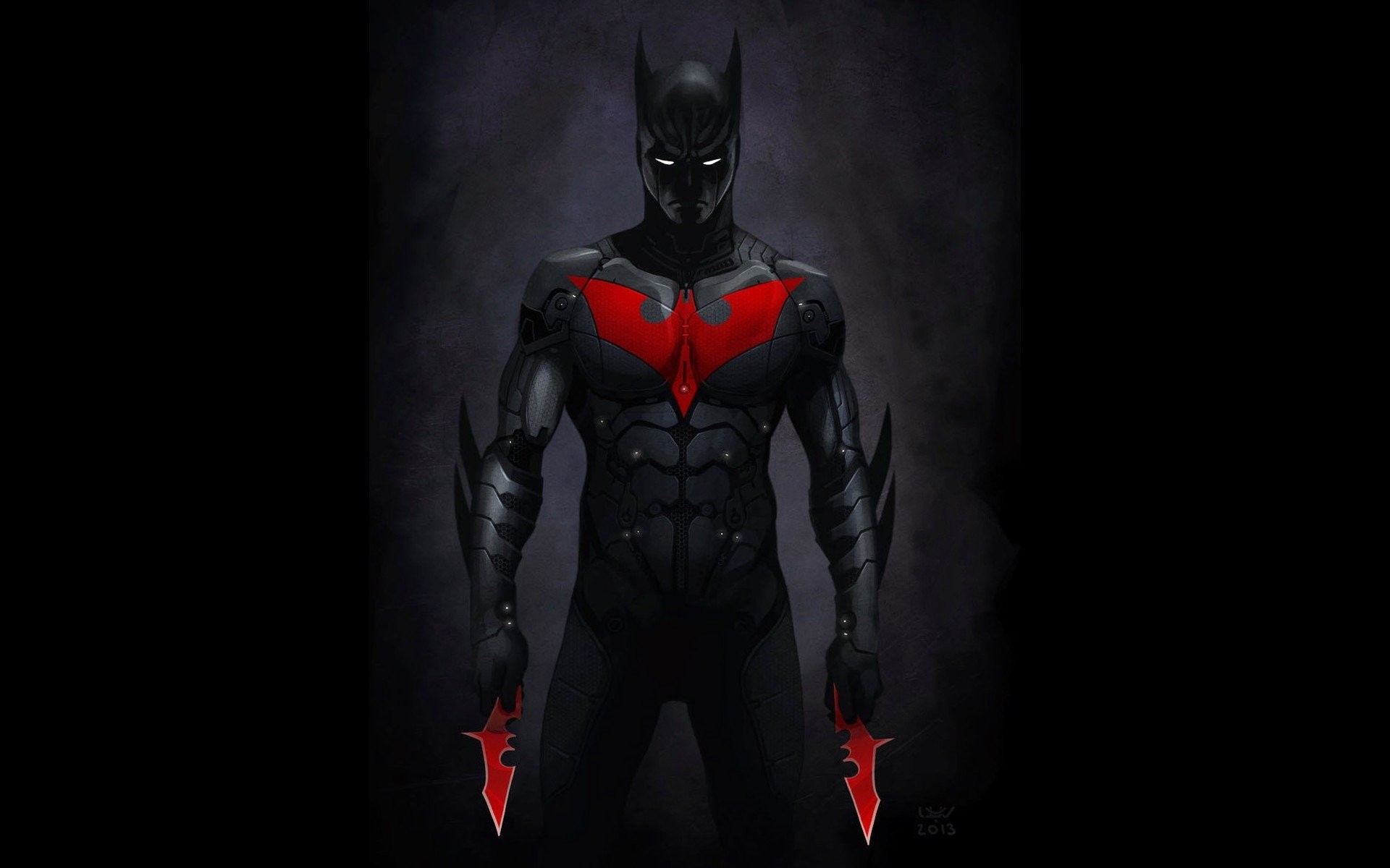 1920x1200 Batman black dark red DC Comics suit men weapons Batman Beyond .