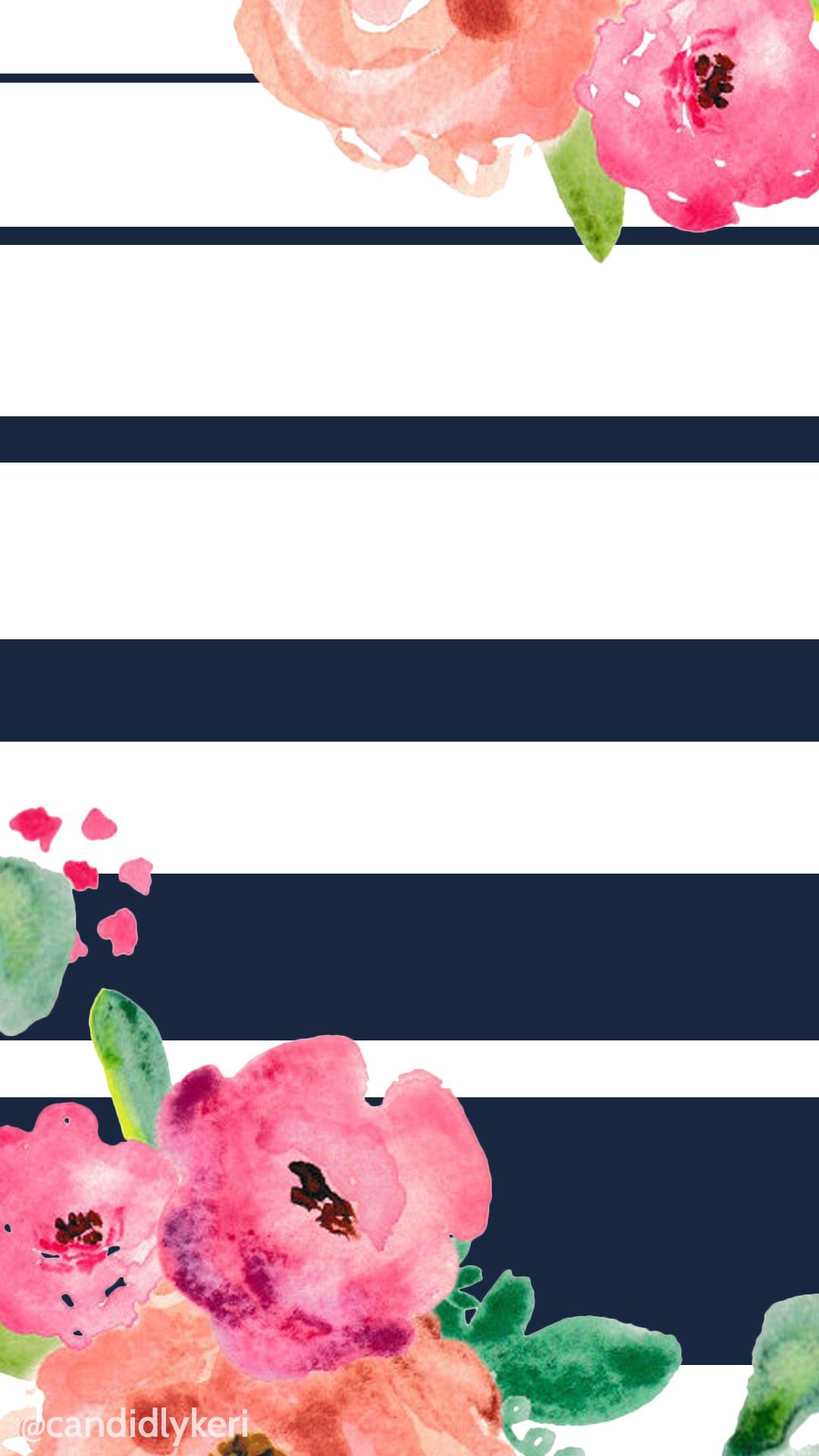 1080x1920 Flower and navy stripe cute wallpaper you can download for free on the  blog! For any device; mobile, desktop, iphone, android!