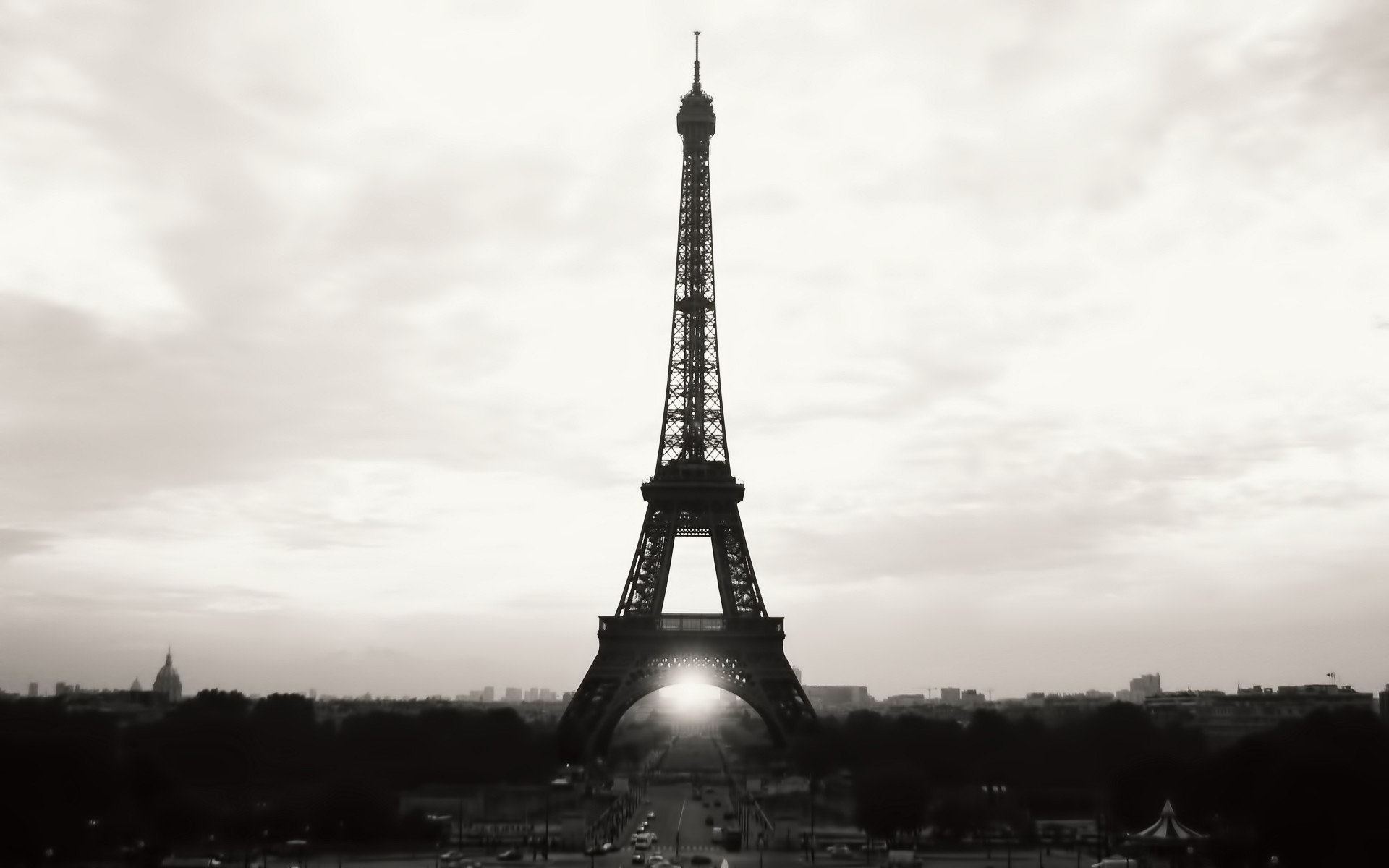 1920x1200 Eiffel Tower Paris Black and White Photography Desktop Wallpaper