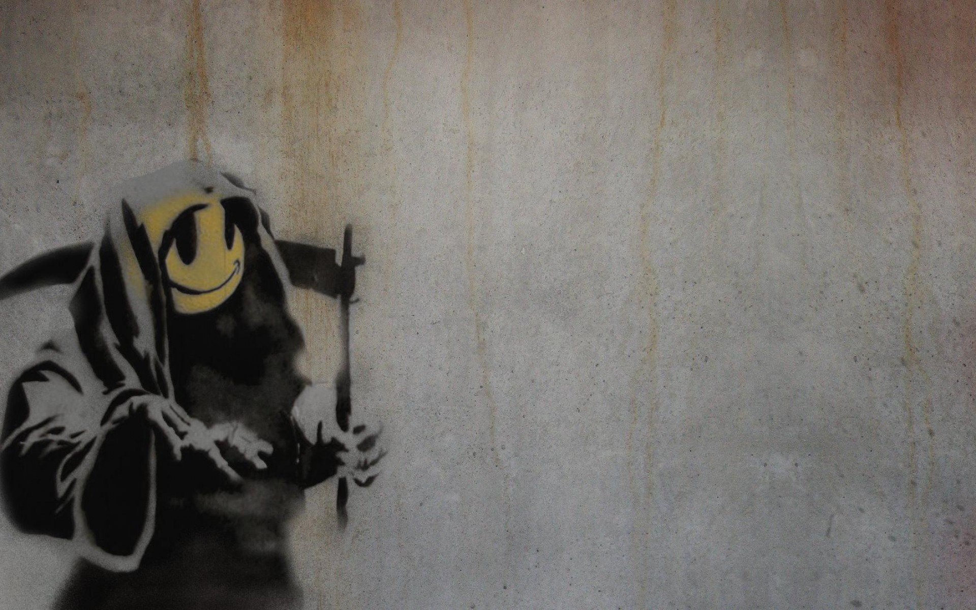 1920x1200 Banksy Smiley Grim Reaper