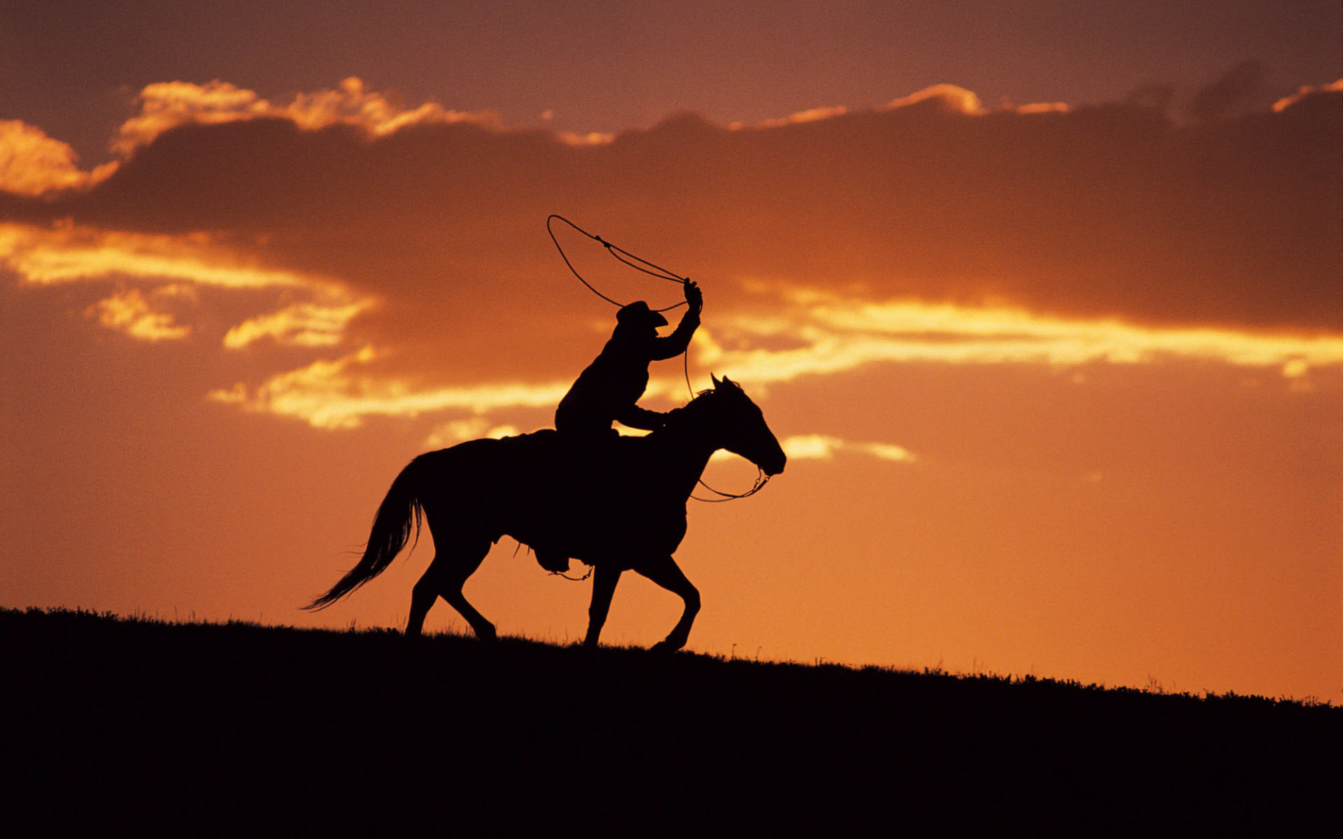 1920x1200 Free Scenery Wallpaper - Includes a Western Cowboy at Sunset, Free in .