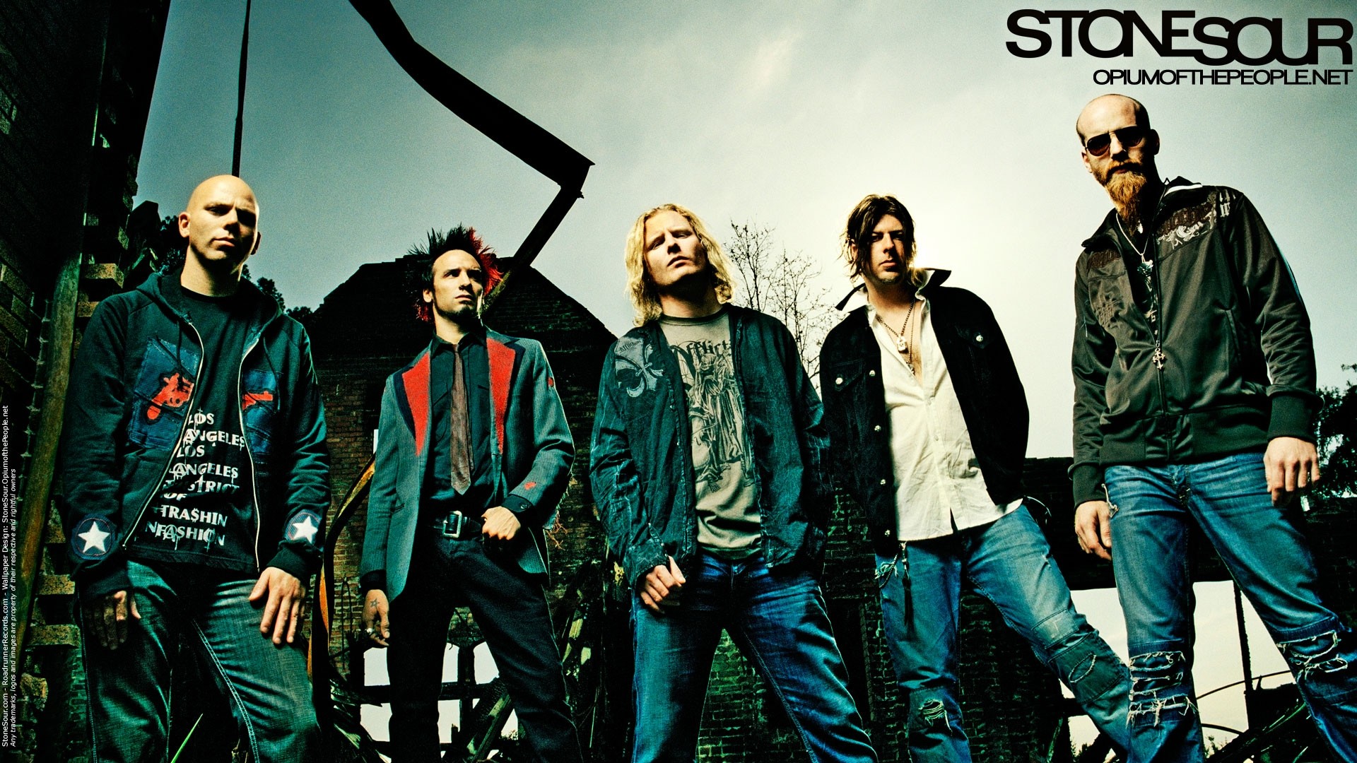 1920x1080  Wallpaper stone sour, band, members, outdoors, houses