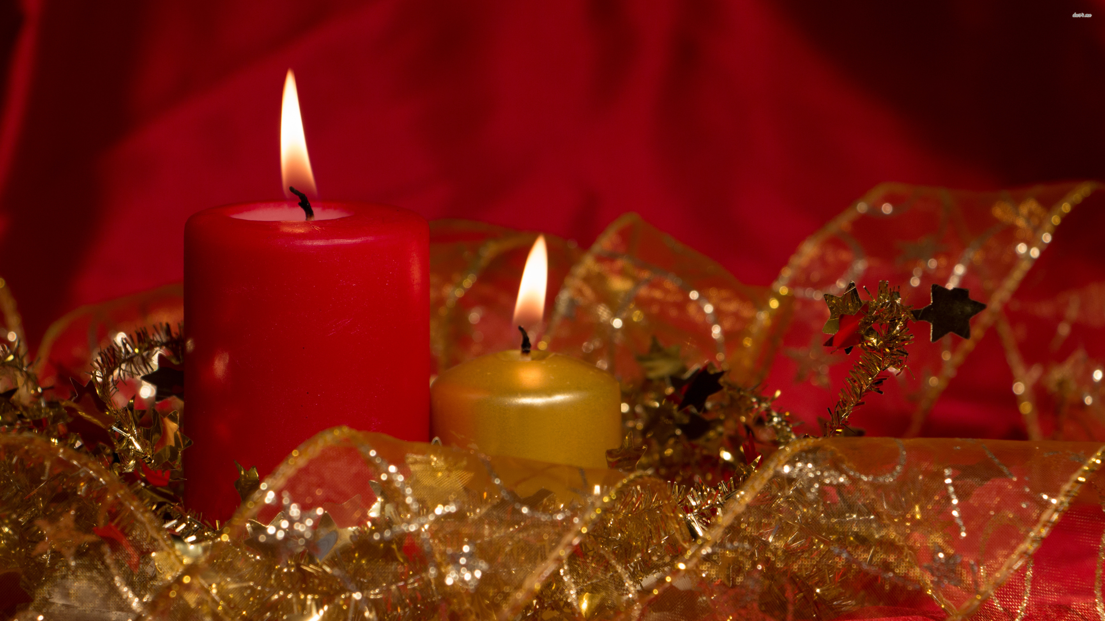 3840x2160 ... Red and golden Christmas candles wallpaper  ...
