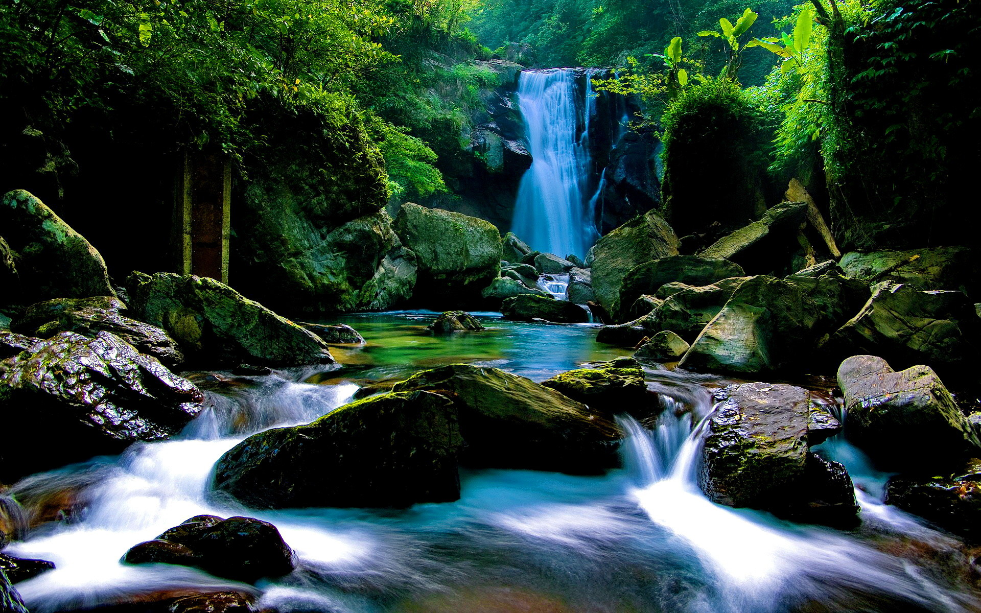 1920x1200 Forest Waterfall Background ...