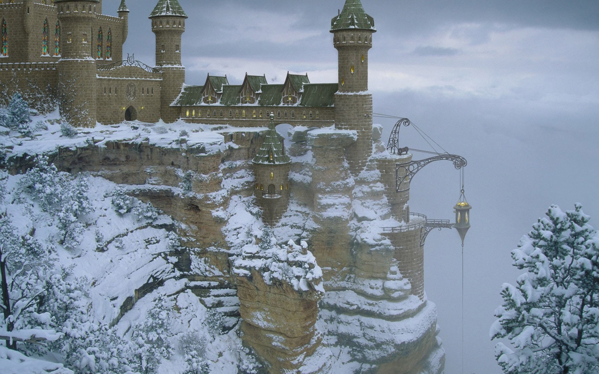 1920x1200 Snowed In Castle