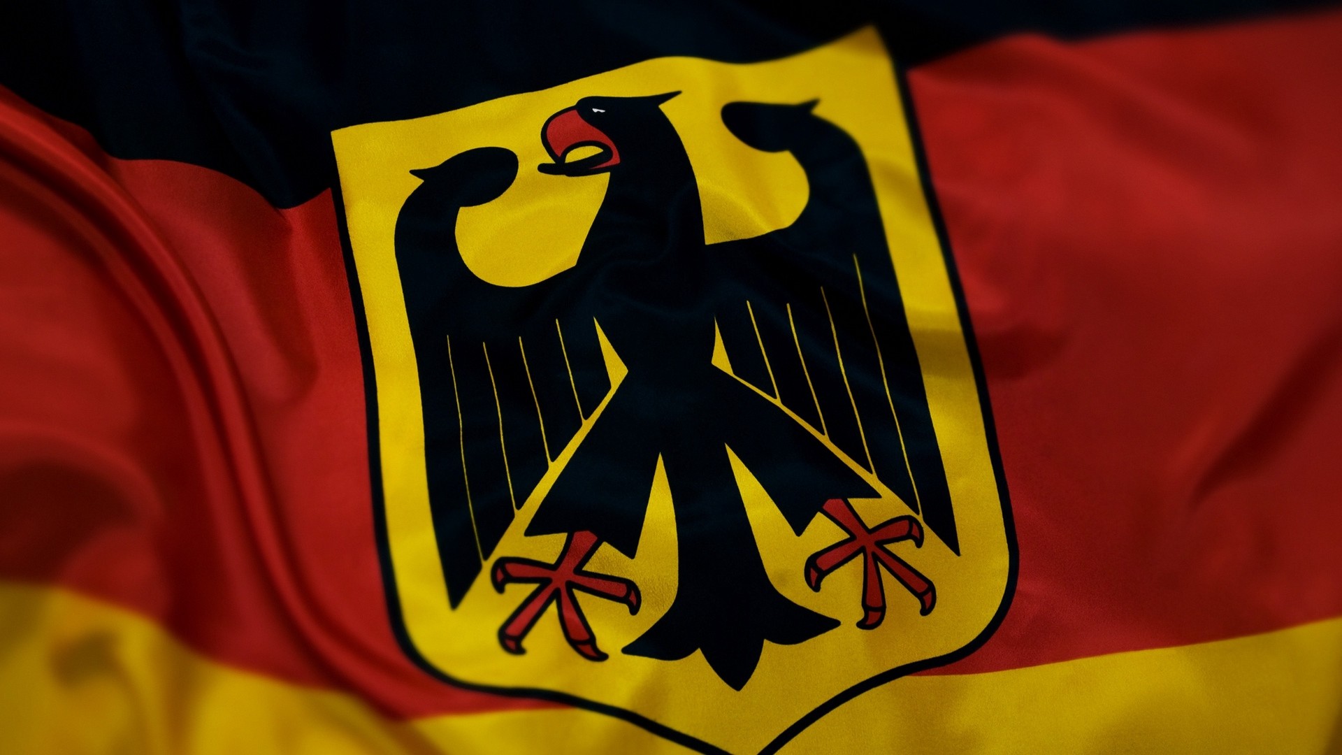 1920x1080  Wallpaper germany, flag, coat of arms, fabric