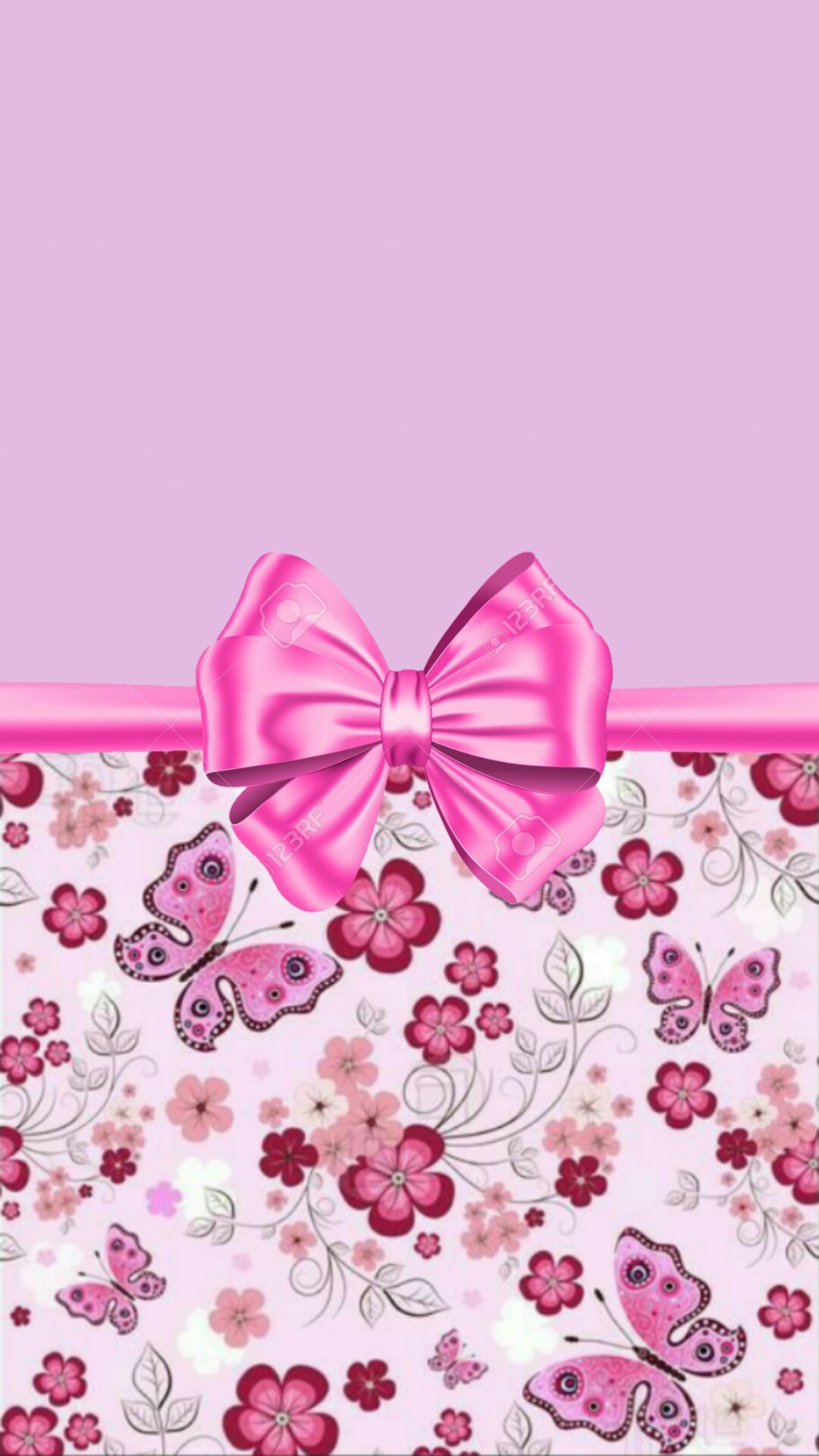 1080x1920 Purple and pink with flowers and bow