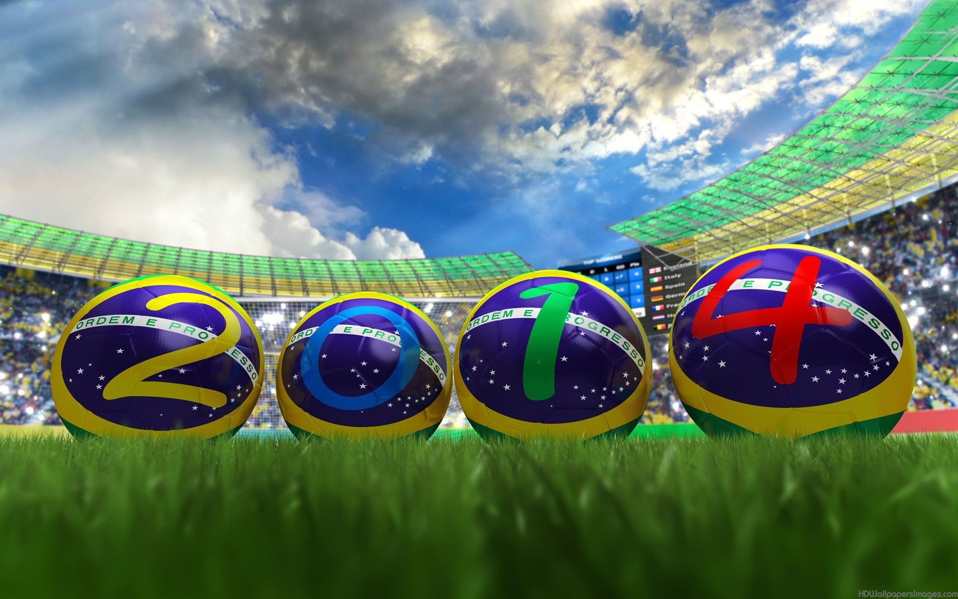 1920x1200 2014 Brazil FIFA World Cup – Four Brasil Balls – 1920Ã1200 Screen Wallpaper