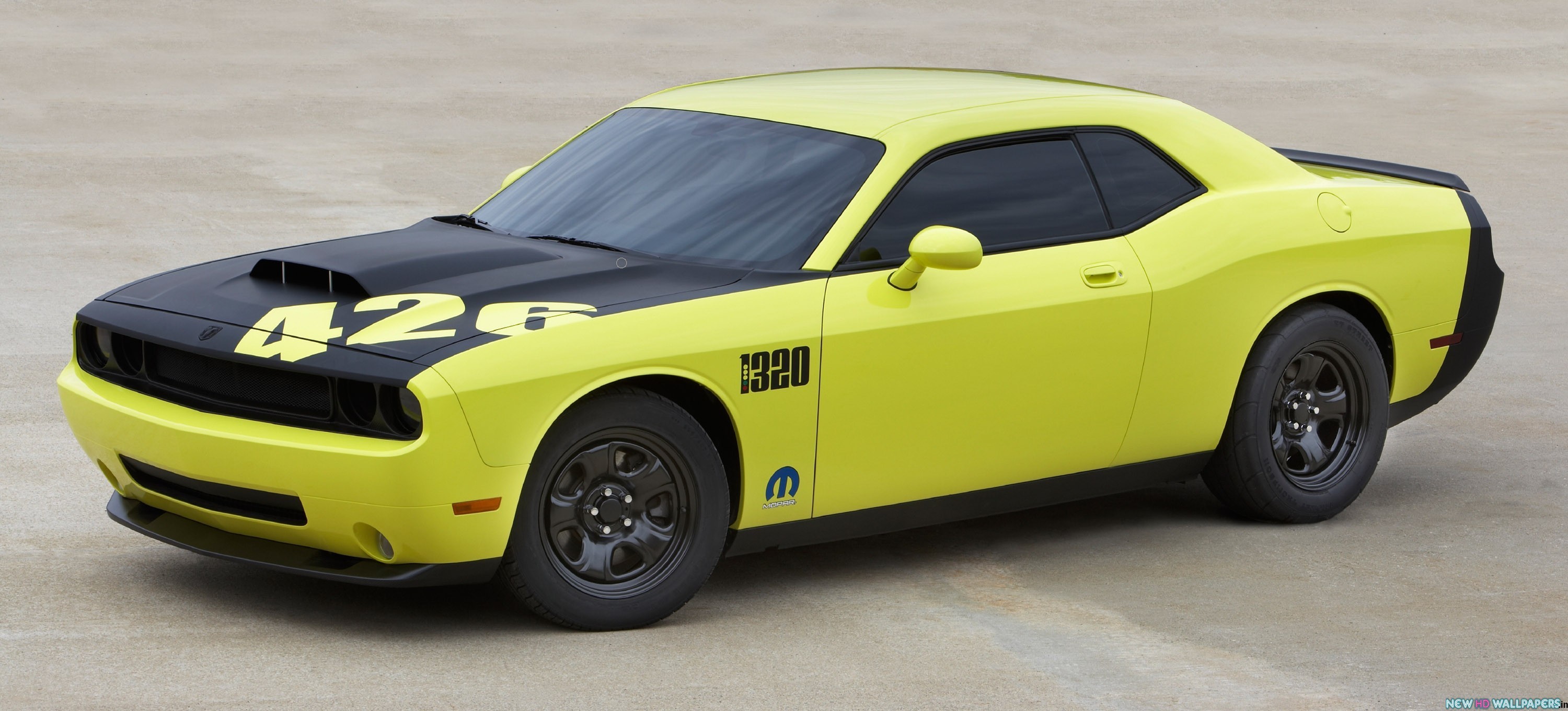 3000x1361 Mopar Dodge Challenger Yellow Cars HD Wallpaper