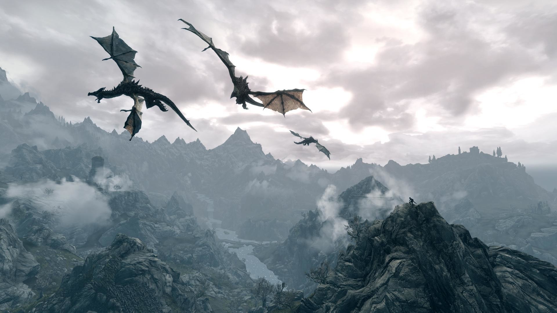 1920x1080 dragons flying skyrim - Google Search | Fantasy | Pinterest | Dragon skyrim  and Dragons