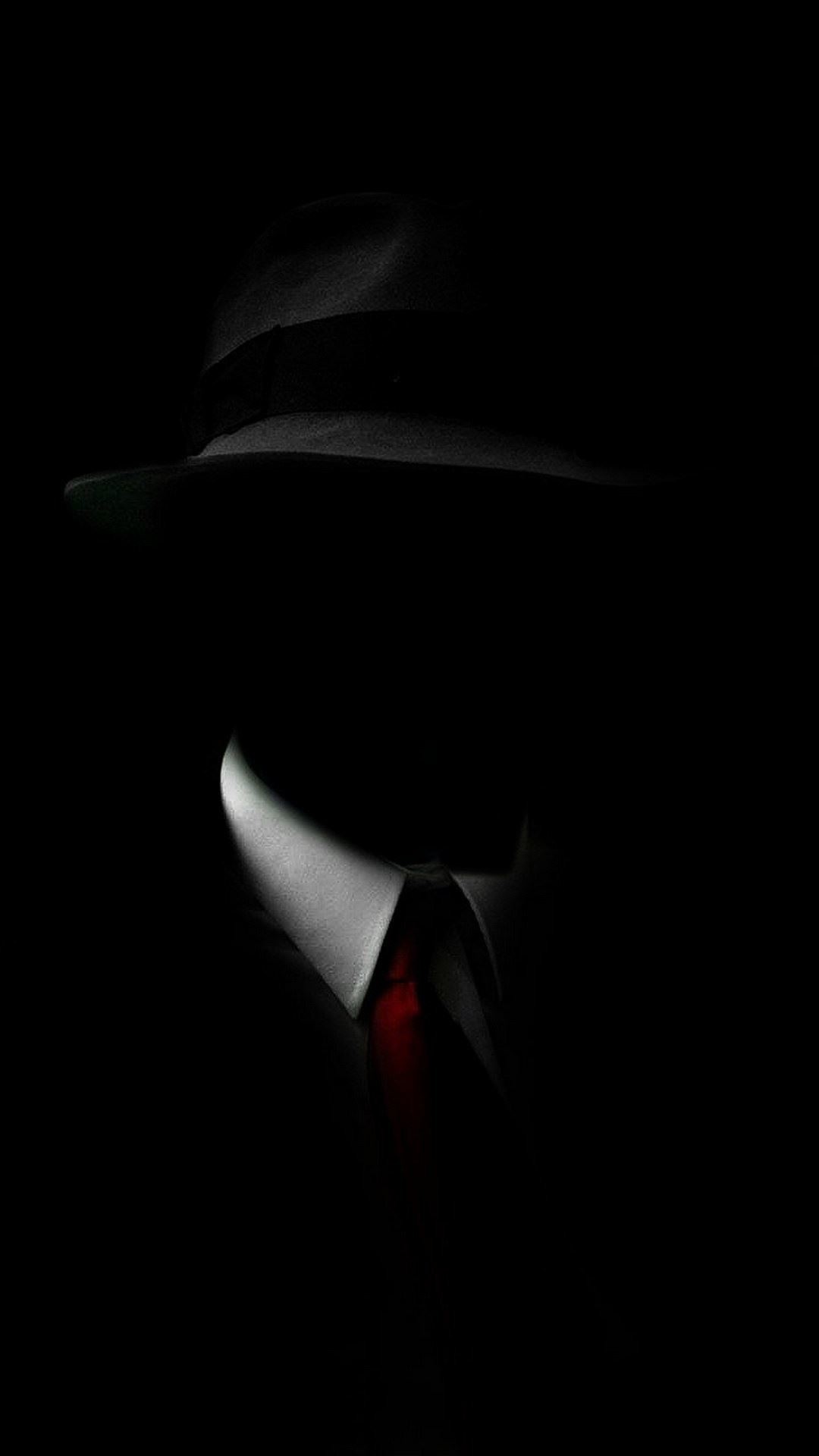 1080x1920 Shadow Man Black Suit Hat Red Tie iPhone 7 Plus HD Wallpaper
