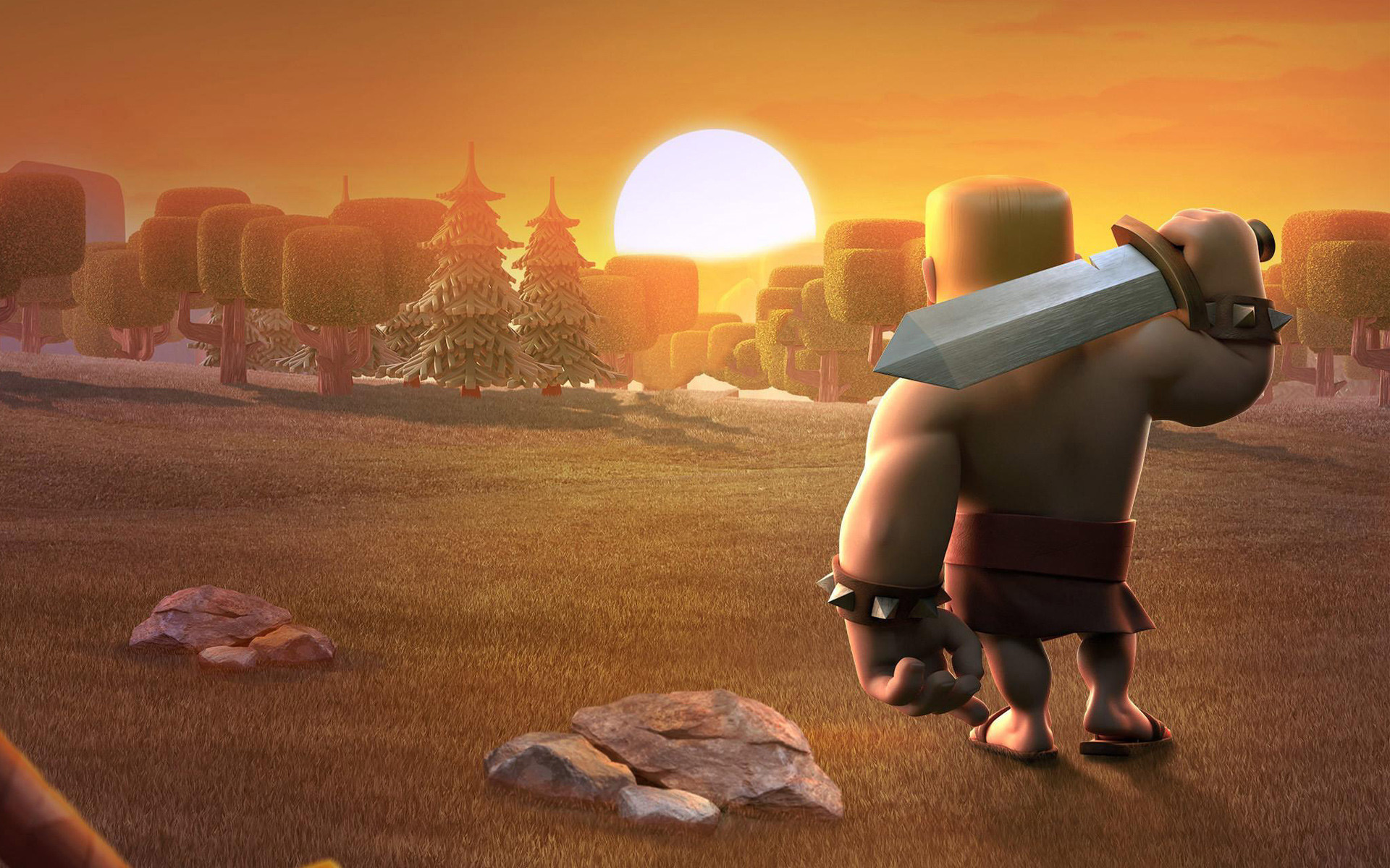 1920x1200 Clash of Clans Sunset Barbarian Wallpaper
