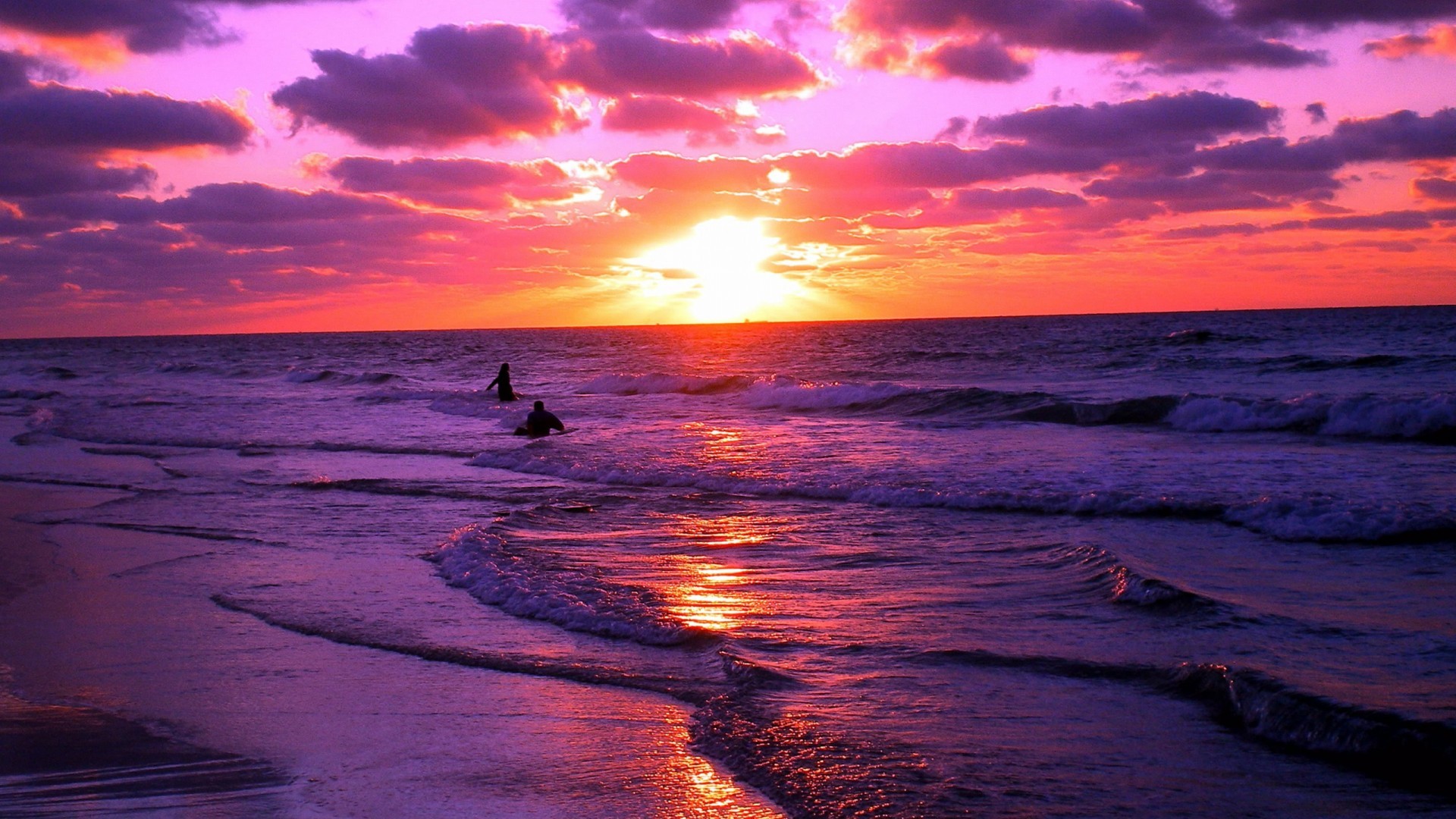 1920x1080 Purple Beach Sunset