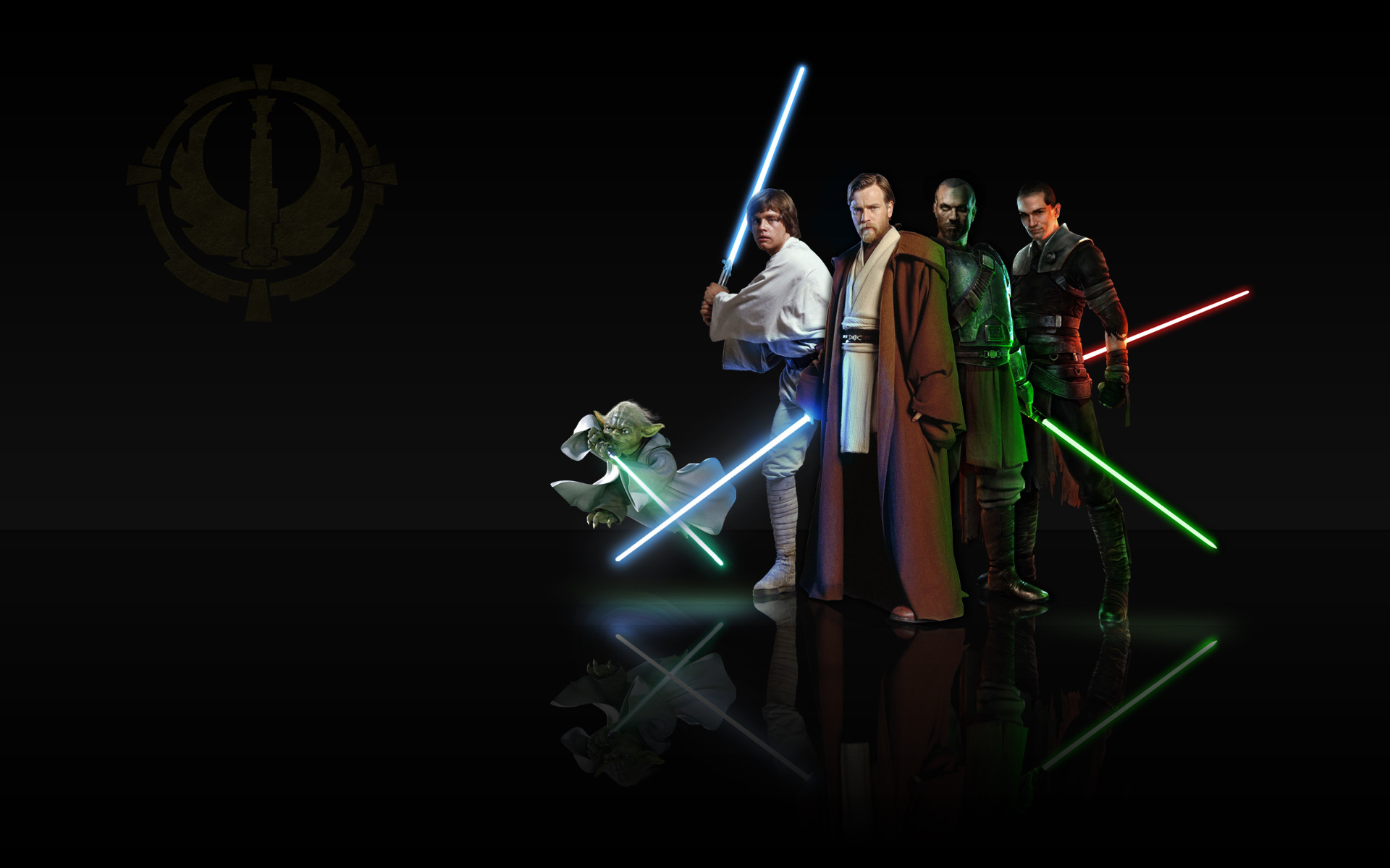 1920x1200 Quick Wallpaper during my break, of my favorite Jedi's. Can't really find  any cool wallpaper of Star Wars, so if you have a large sc.