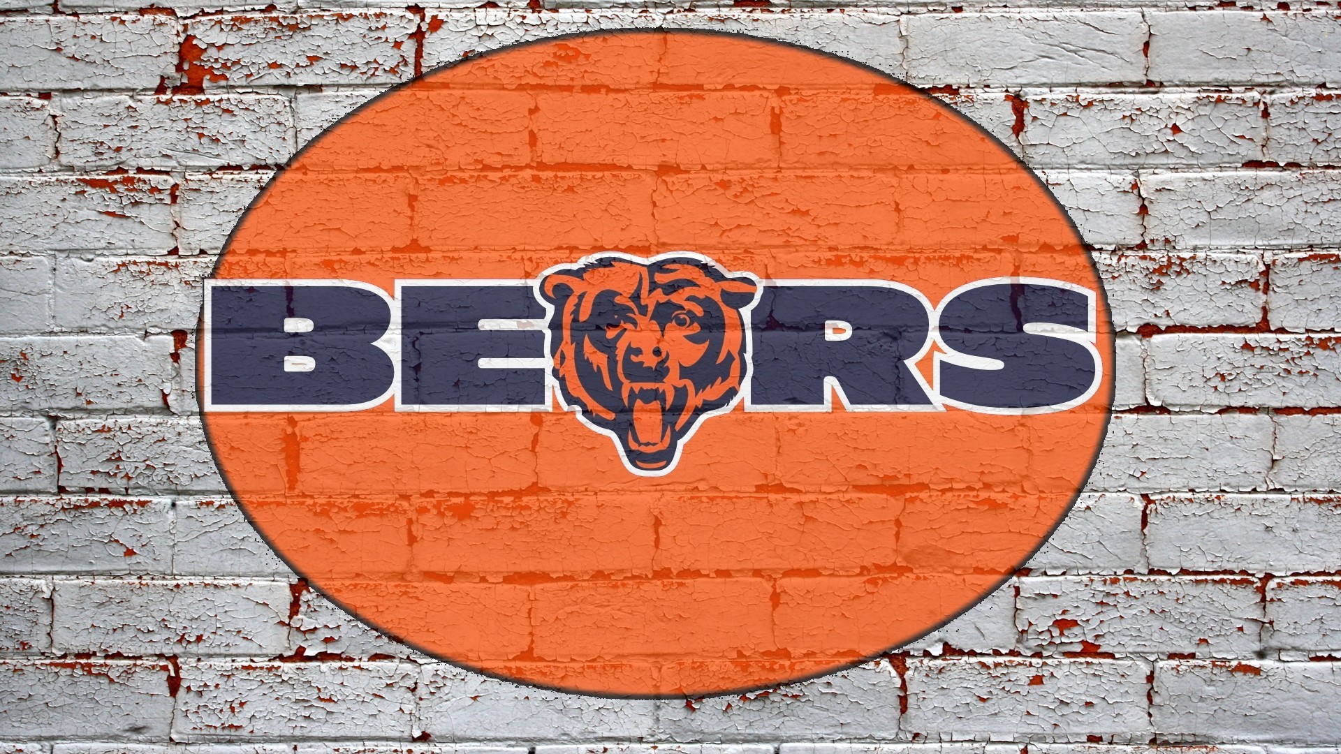 1920x1080 nfl chicago bears logo on grey brick wall