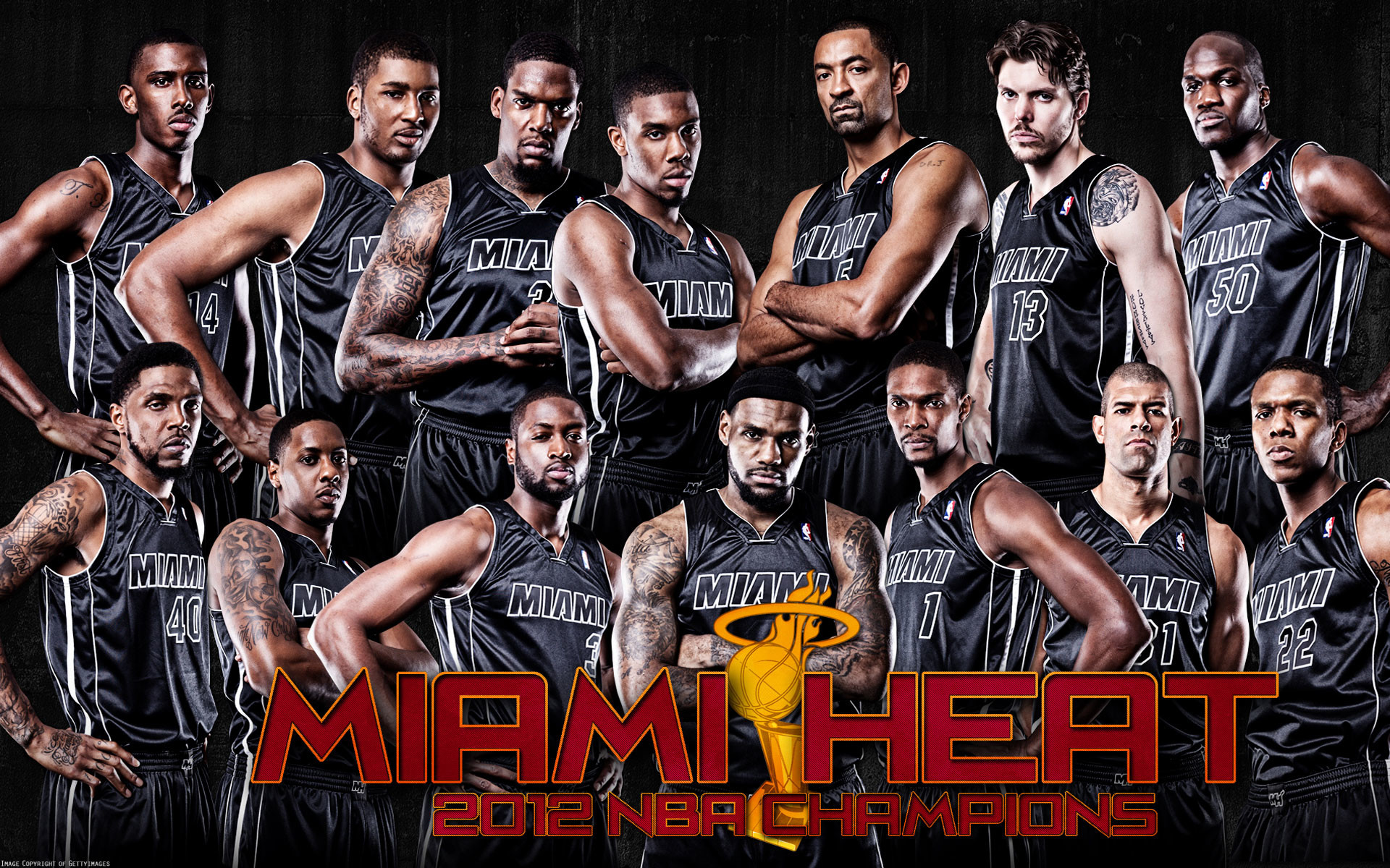 1920x1200 Miami Heat 2012 NBA Champions Roster Wallpaper