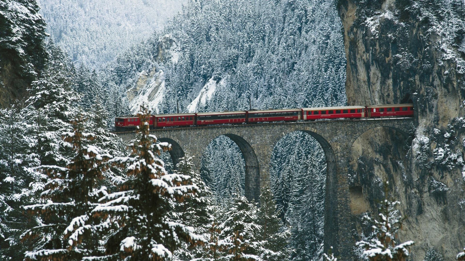 1920x1080 Winter Tag - Forest Winter Bridge Train Tunnel Desktop Scenes Free for HD  16:9