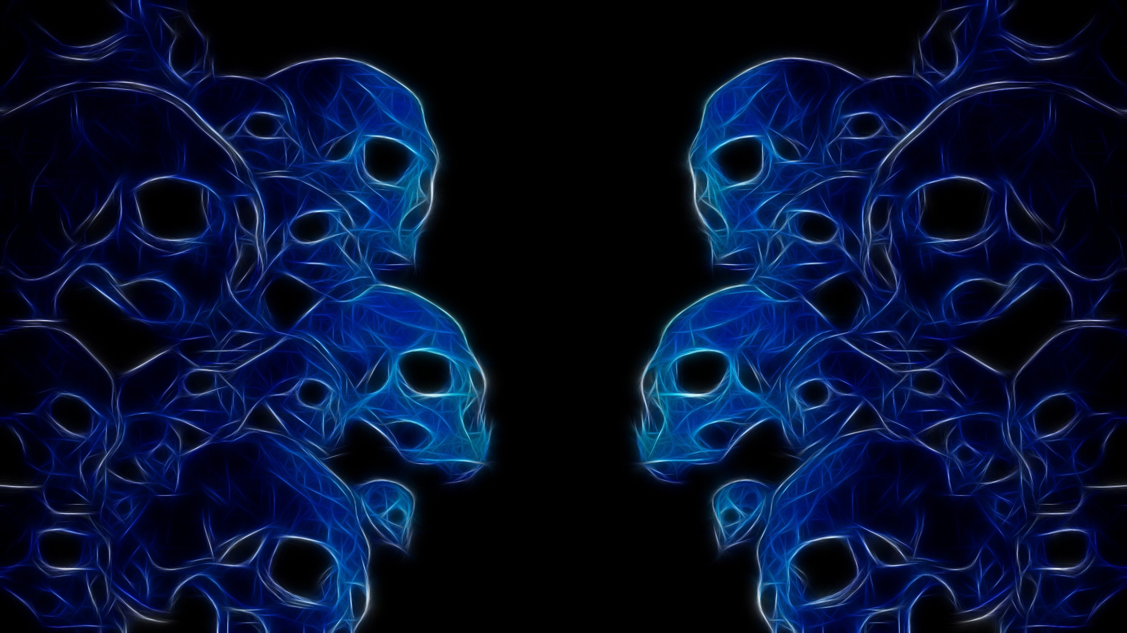 3840x2160  Wallpaper skulls, neon, color, white, dark