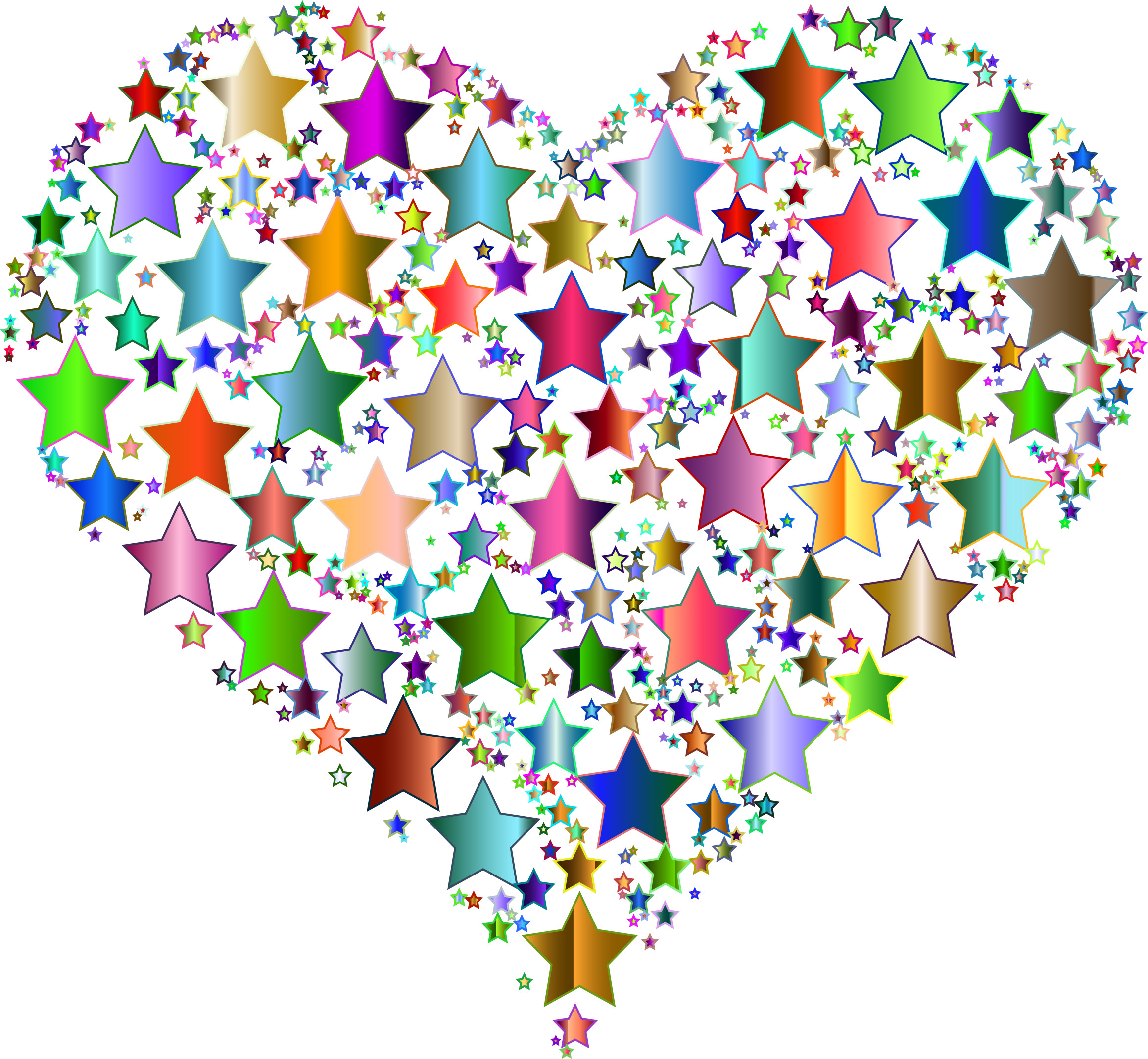 2320x2141 Clipart - Colorful Heart Stars 9 No Background