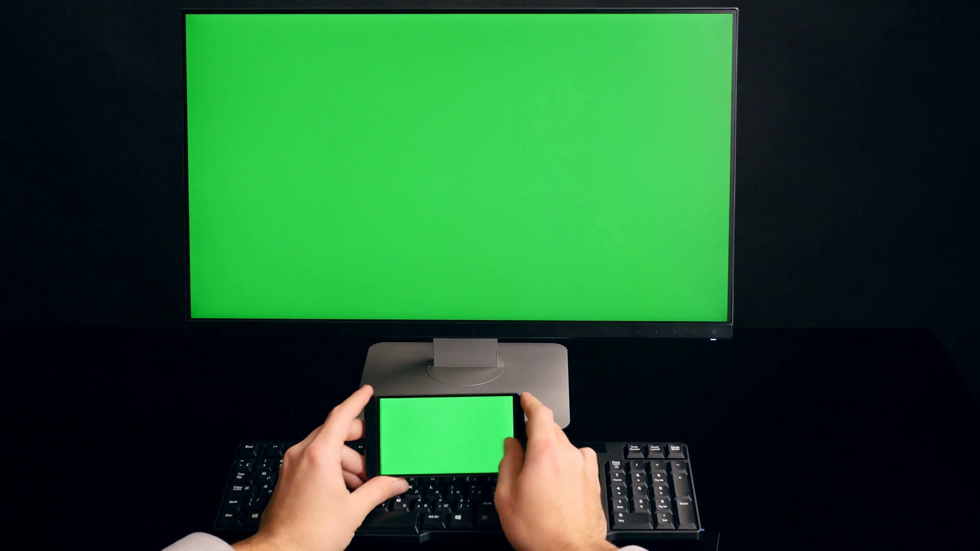 1920x1080 Man using phone with green screen. PC green screen background. Ultra HD, 4K  Stock Video Footage - VideoBlocks