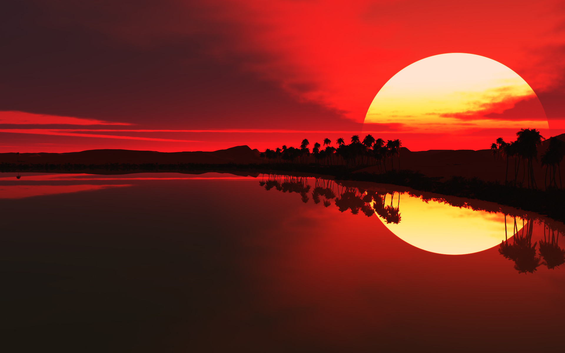 1920x1200 Free the red sunset wallpaper background