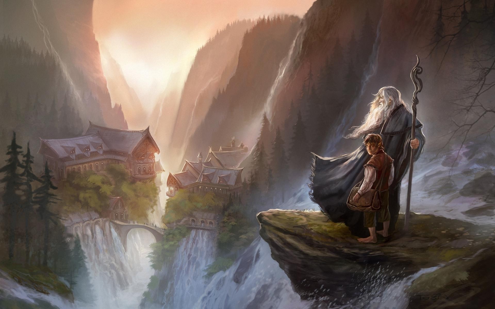 1920x1200  #Bilbo Baggins, #The Hobbit, #digital art, #painting,