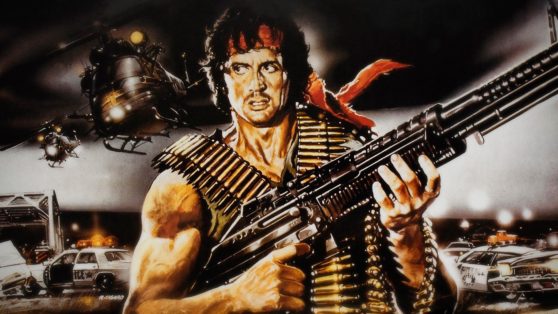 1920x1080 Pictures Rambo Sylvester Stallone Machine guns Movies