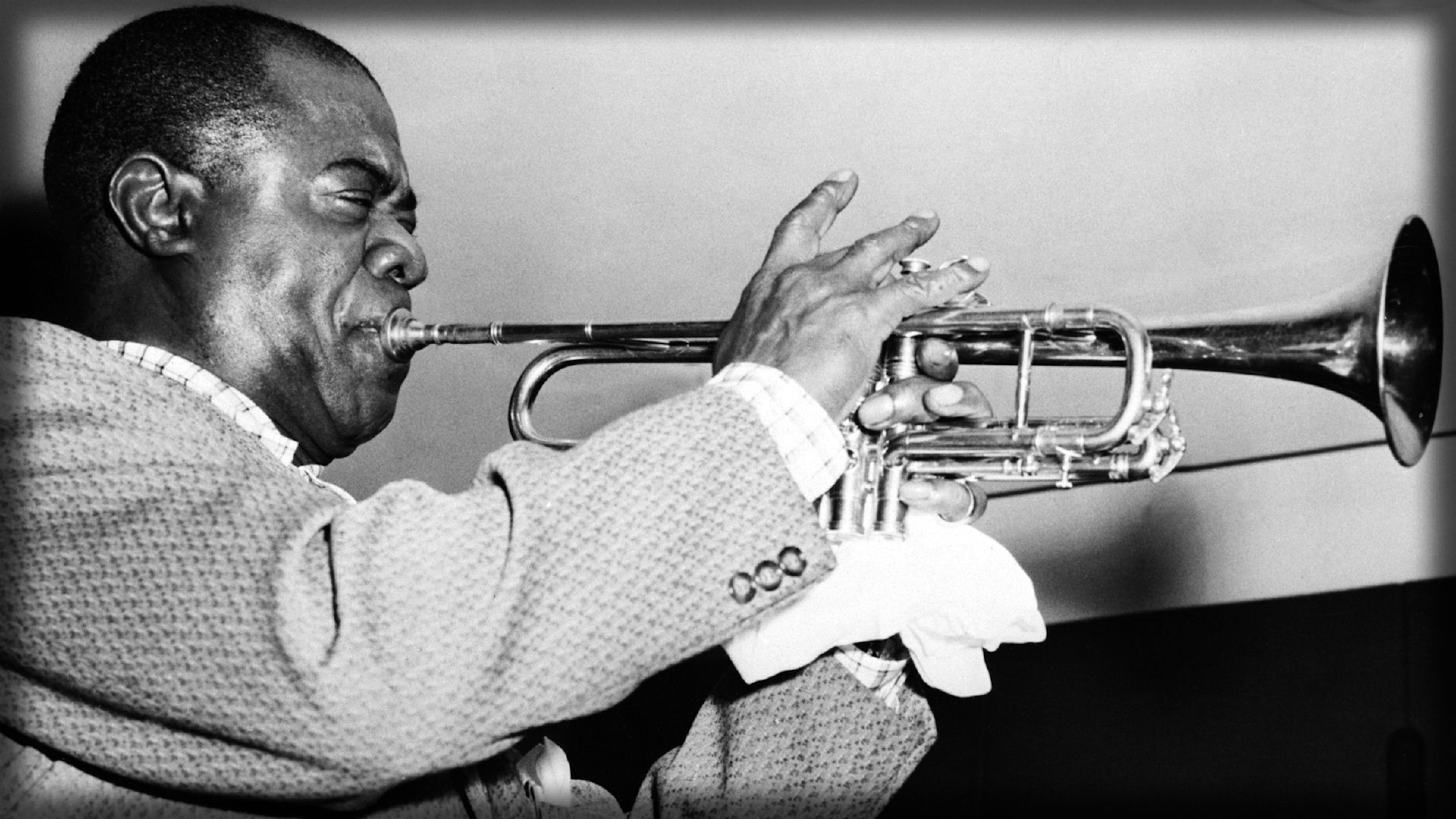 3840x2160  Wallpaper louis armstrong, pipe, jacket, face, play