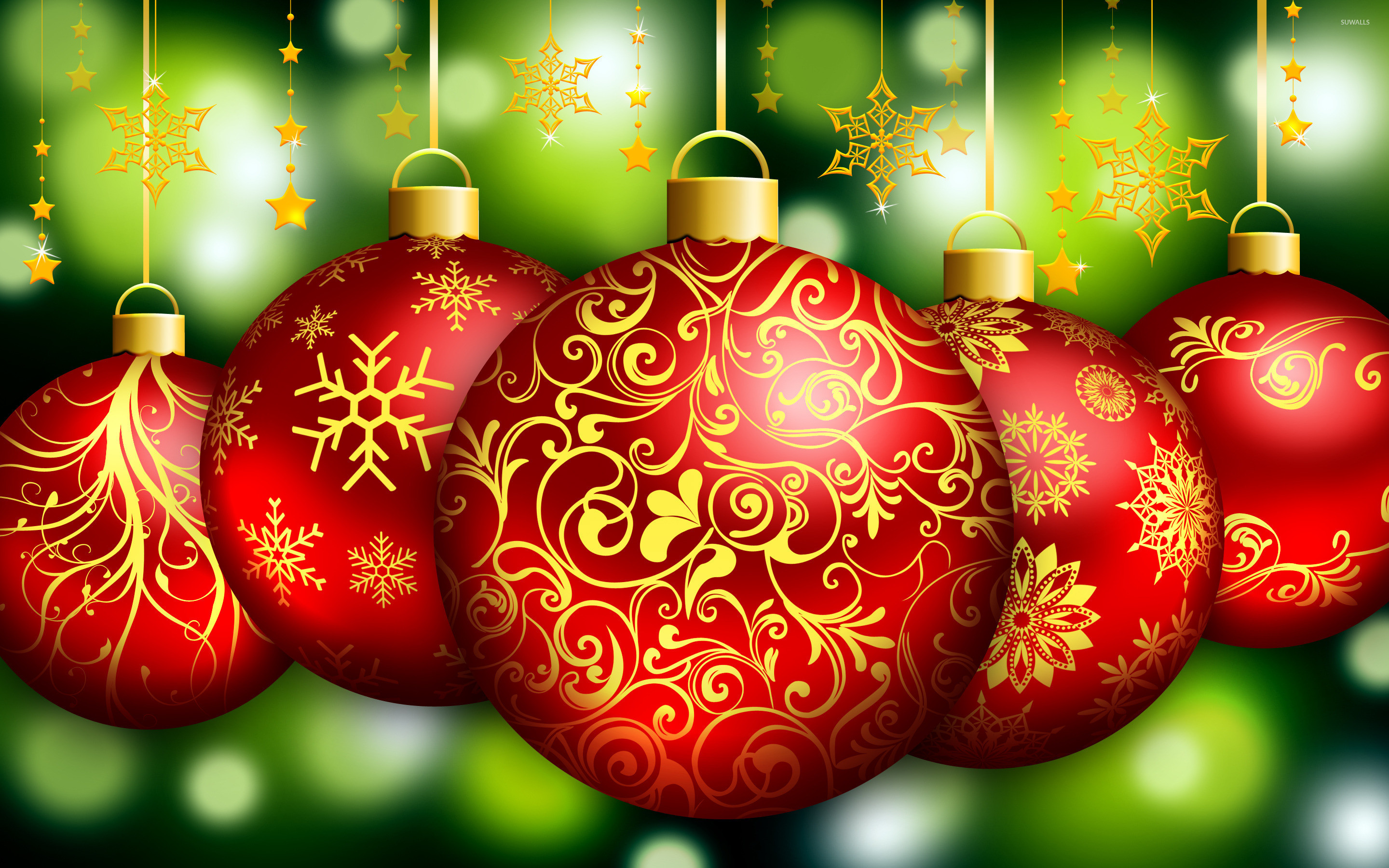 2880x1800 Red Christmas ornaments wallpaper