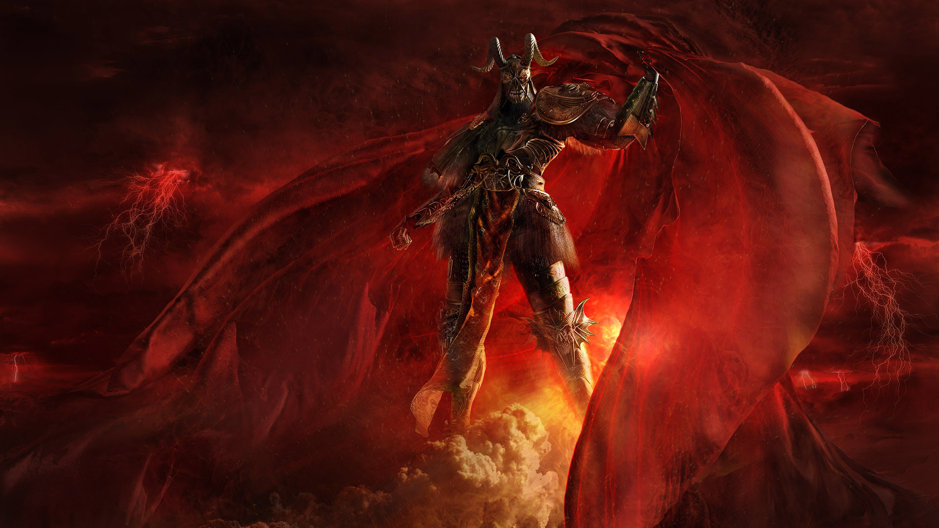1920x1080 Dark Demon Warhammer Evil Artistic Hell Hd Red Fire Fantasy Wallpaper