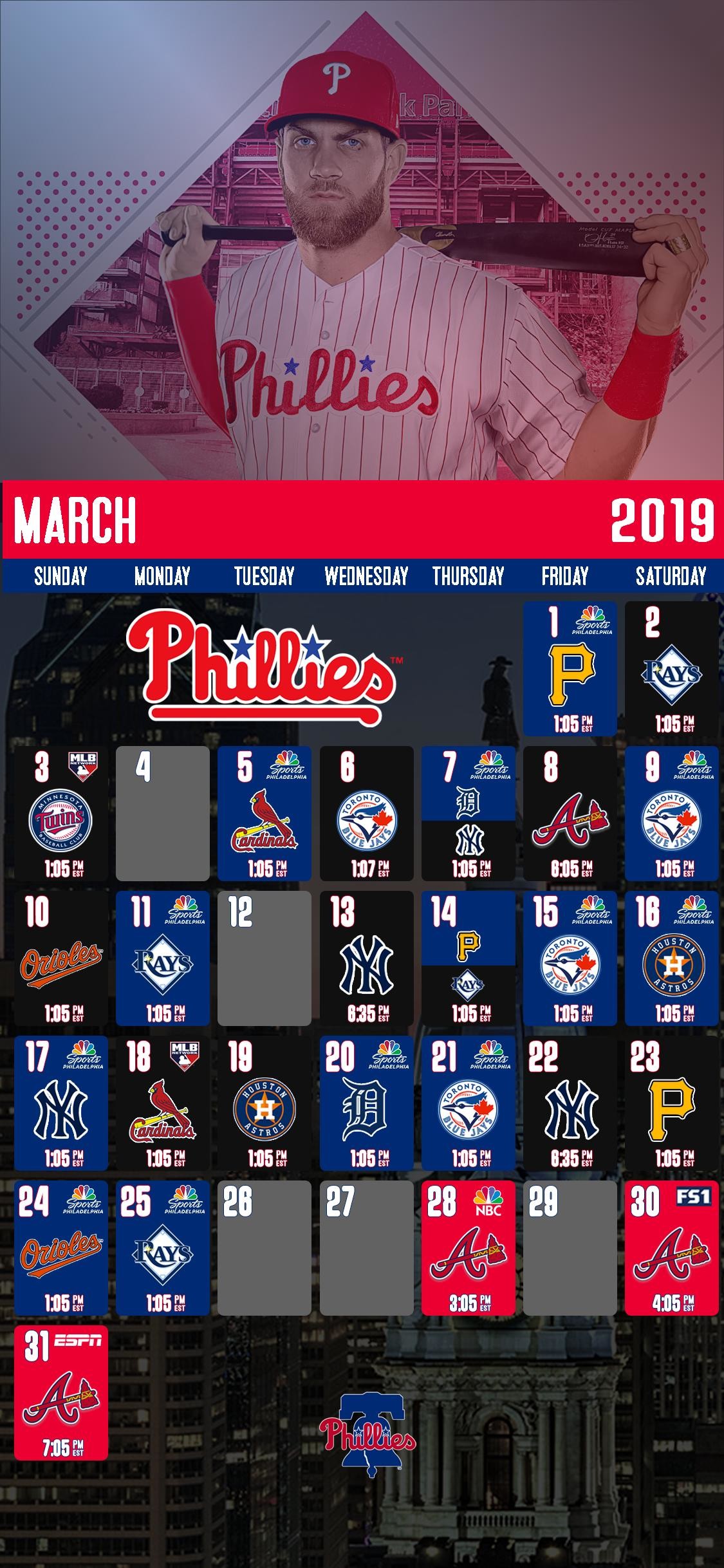 1125x2436 Phillies March Schedule Mobile Wallpaper (i.imgur.com)