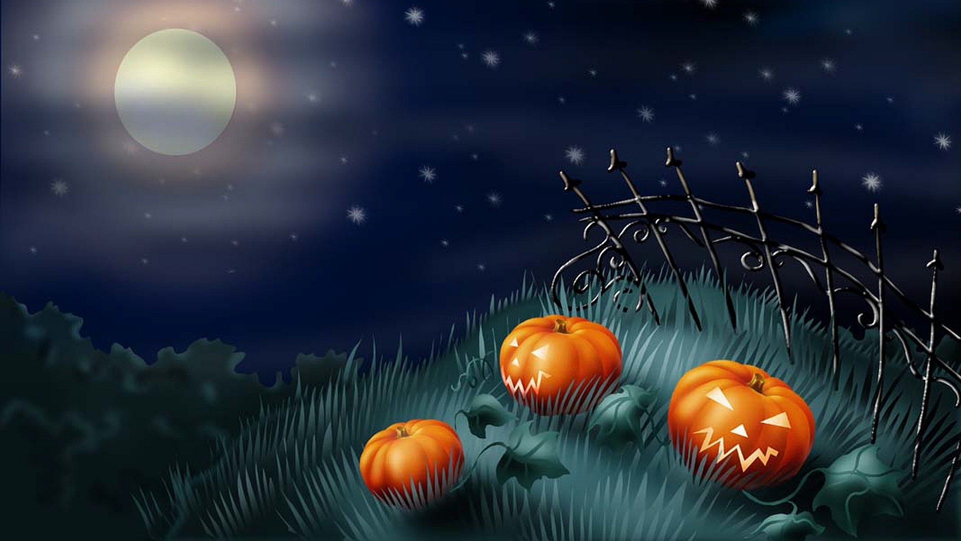 1920x1080 Holiday - Halloween Pumpkin Moon Night Wallpaper