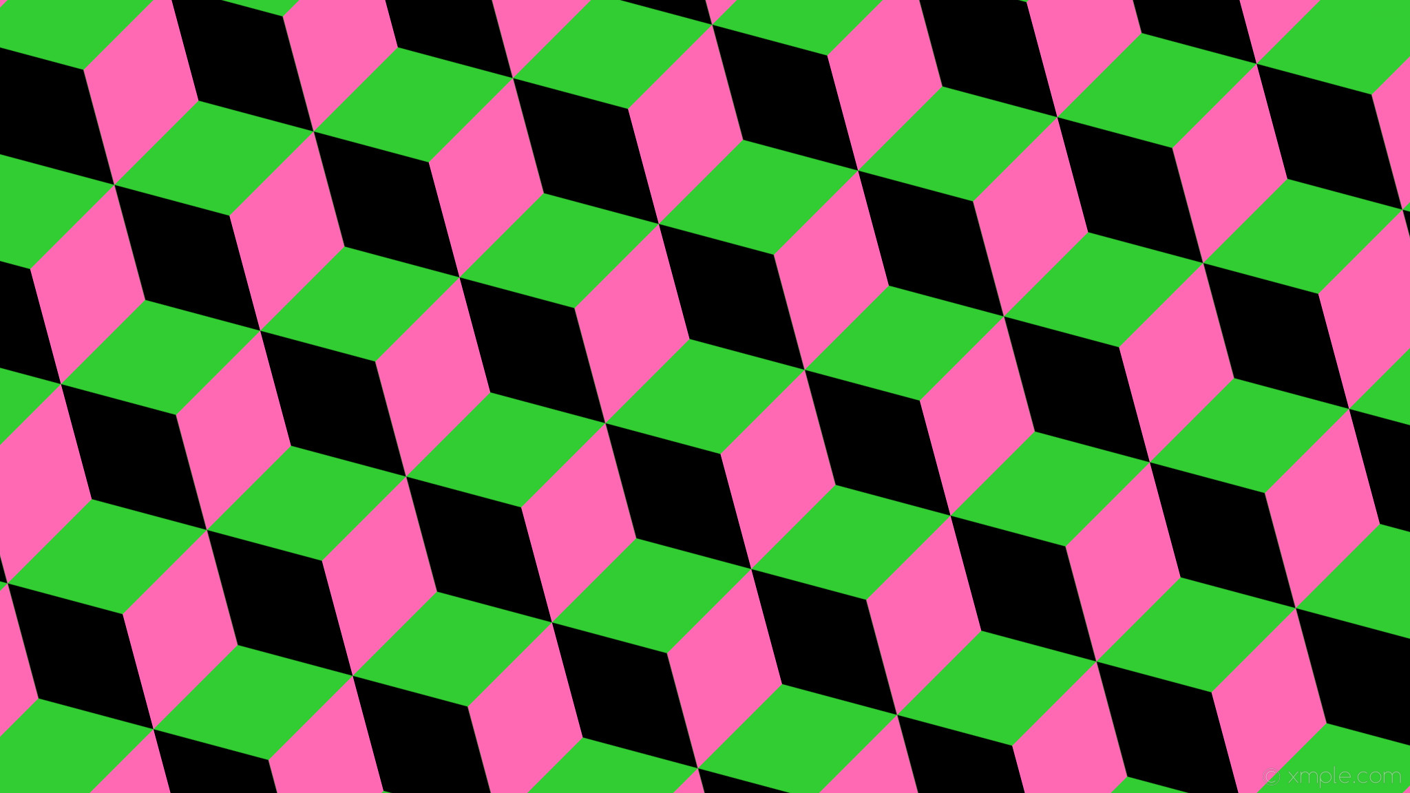 2048x1152 wallpaper green pink black 3d cubes lime green hot pink #32cd32 #000000  #ff69b4