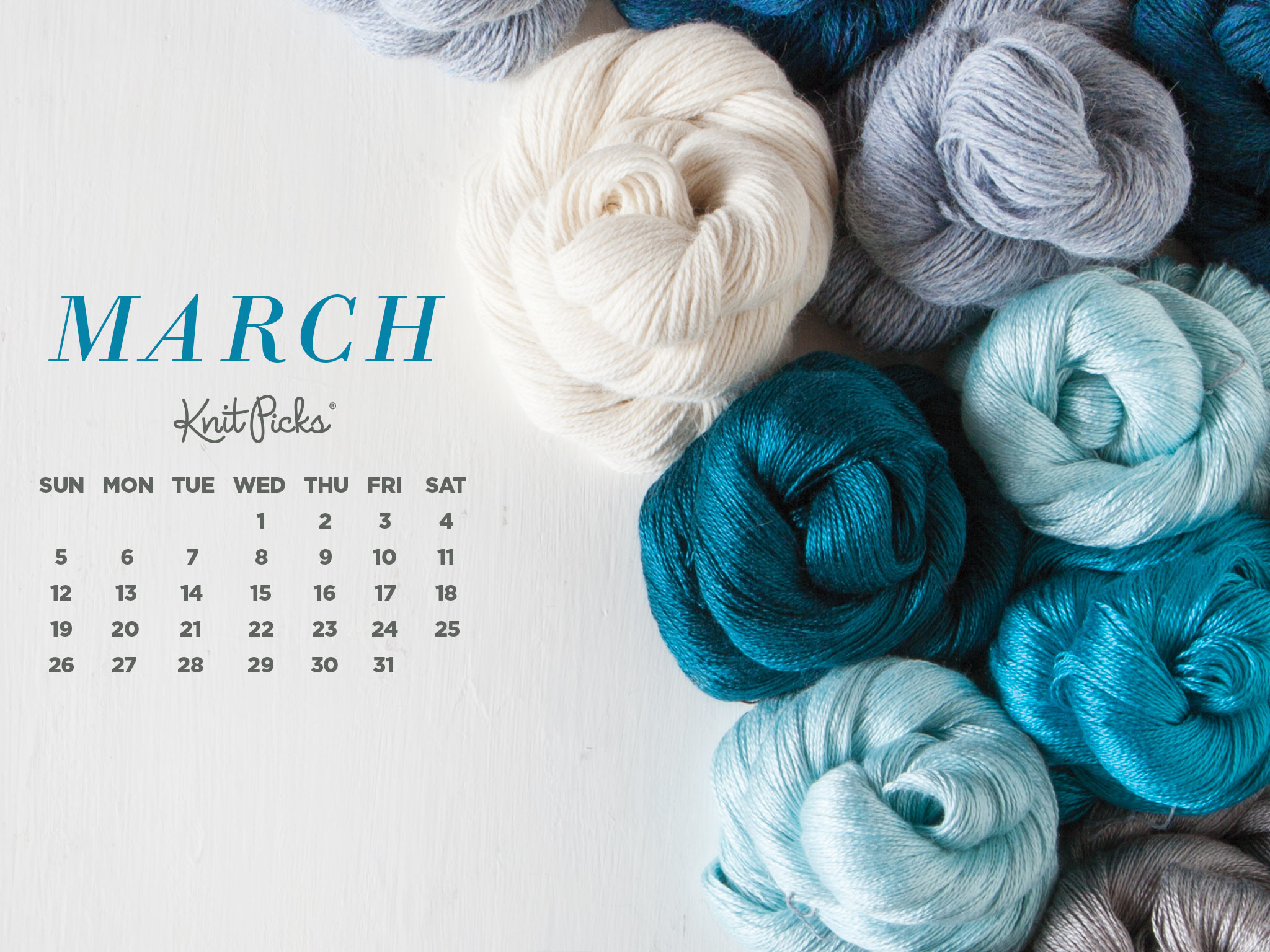 2048x1536 Free Downloadable March Calendar