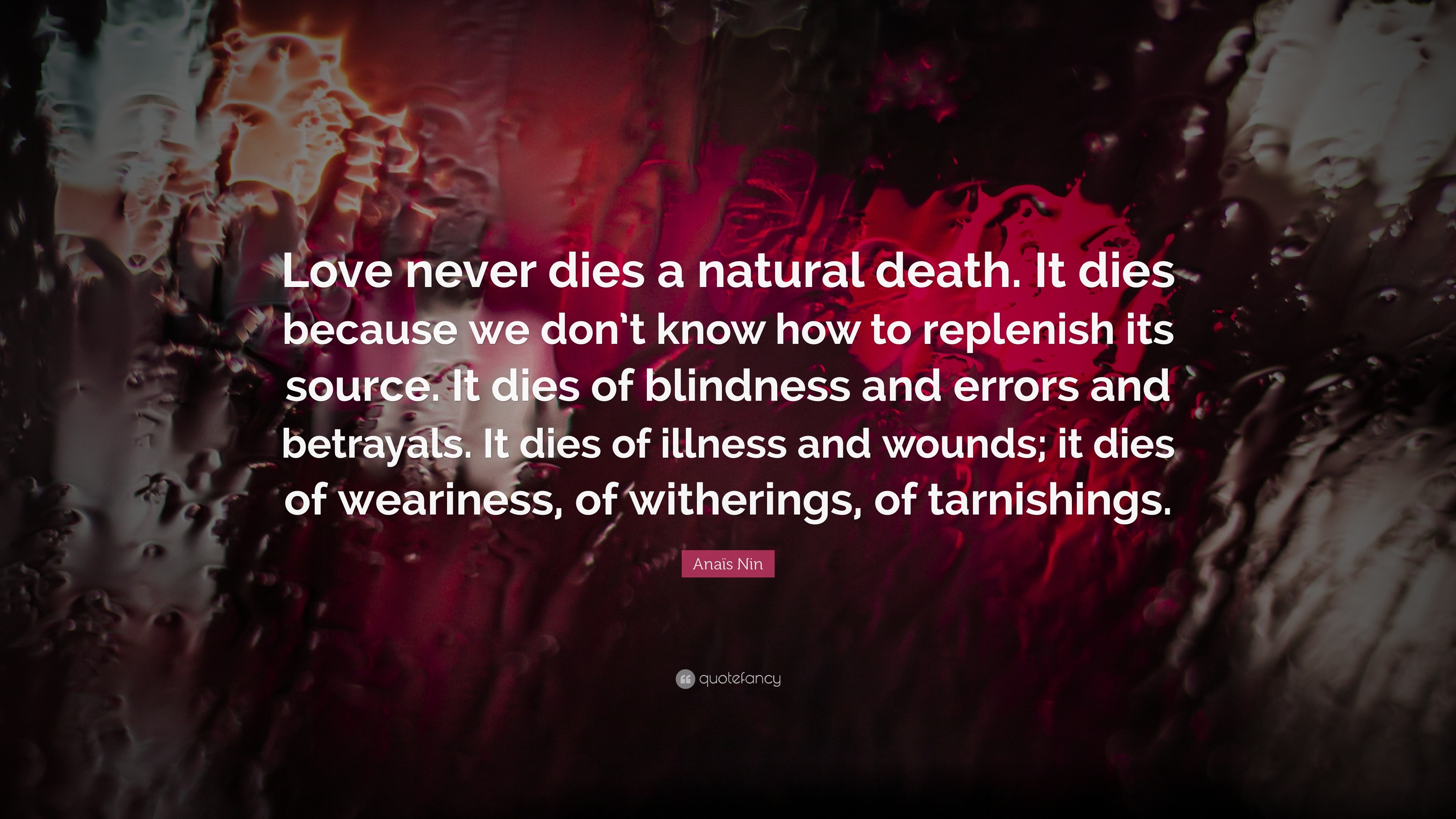 3840x2160 AnaÃ¯s Nin Quote: “Love never dies a natural death. It dies because we