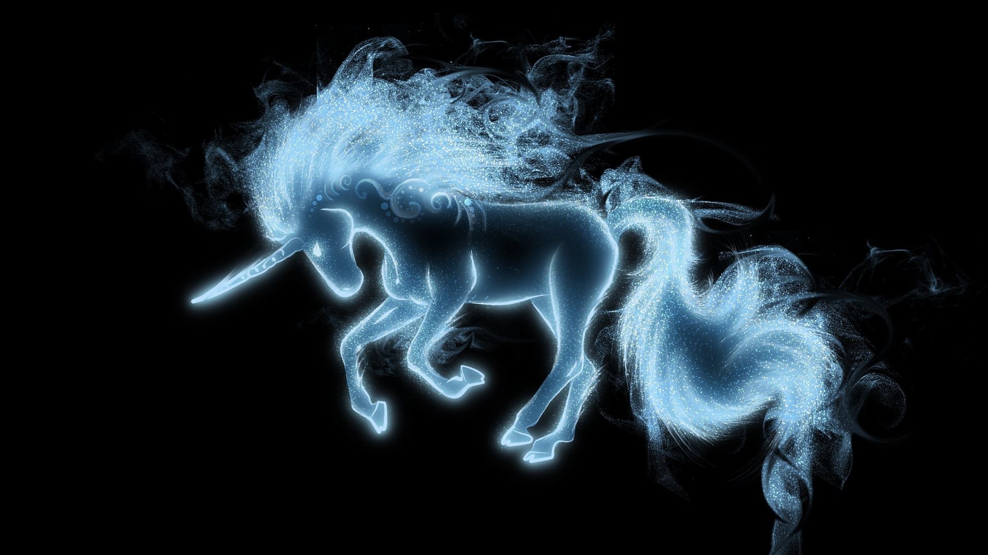 1920x1080 Unicorn Tag - Black Griva Blue Magic Unicorn Tail Animal Desktop Icons Free  for HD 16