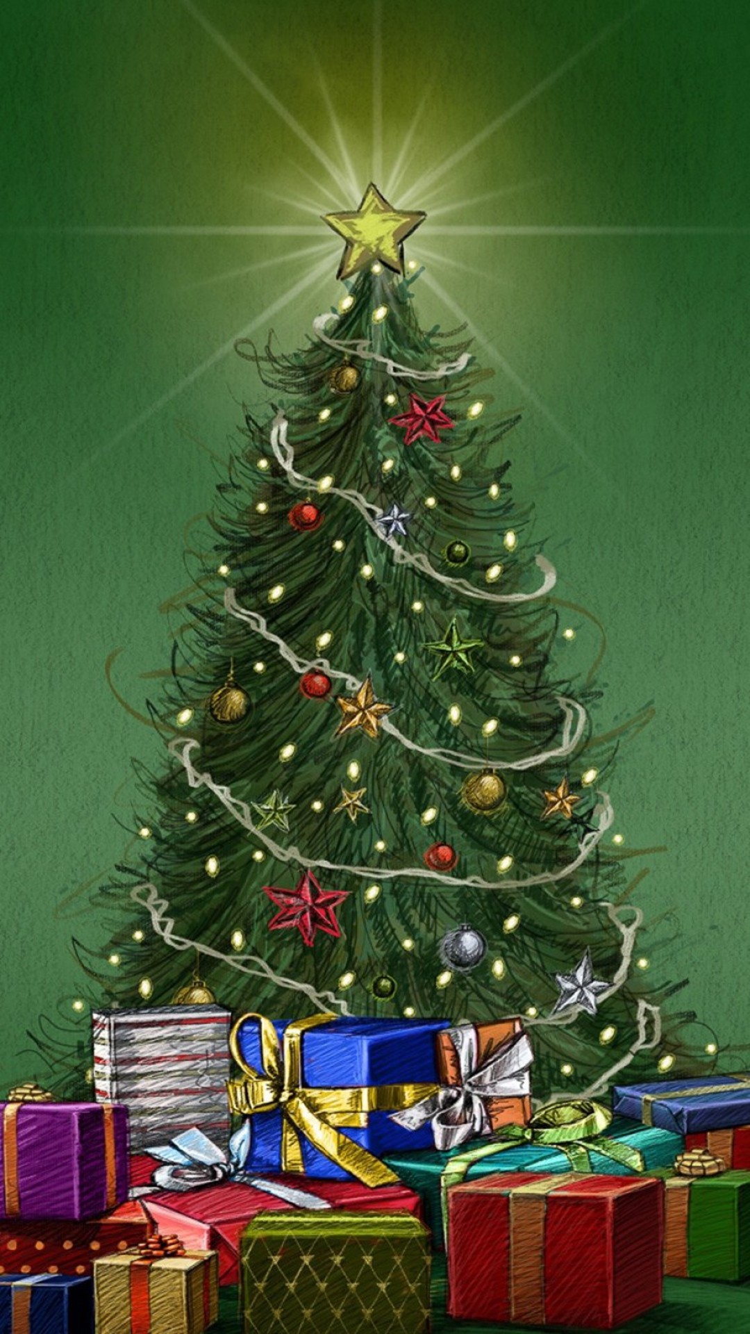 1080x1920 Christmas Tree iPhone Wallpaper With Christmas Gifts 2014