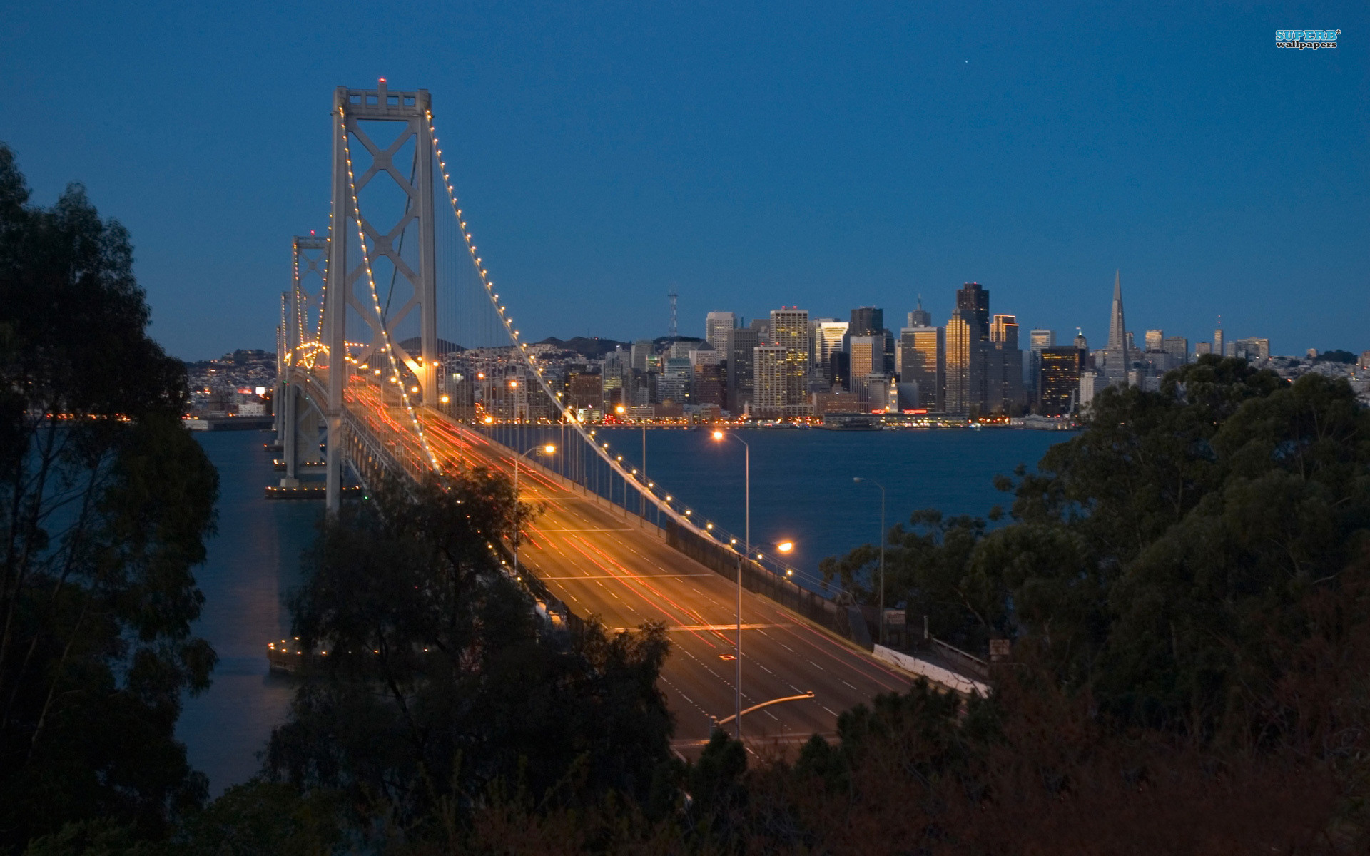 1920x1200 Bild: San Francisco Bay Bridge Dusk wallpapers and stock photos. Â«