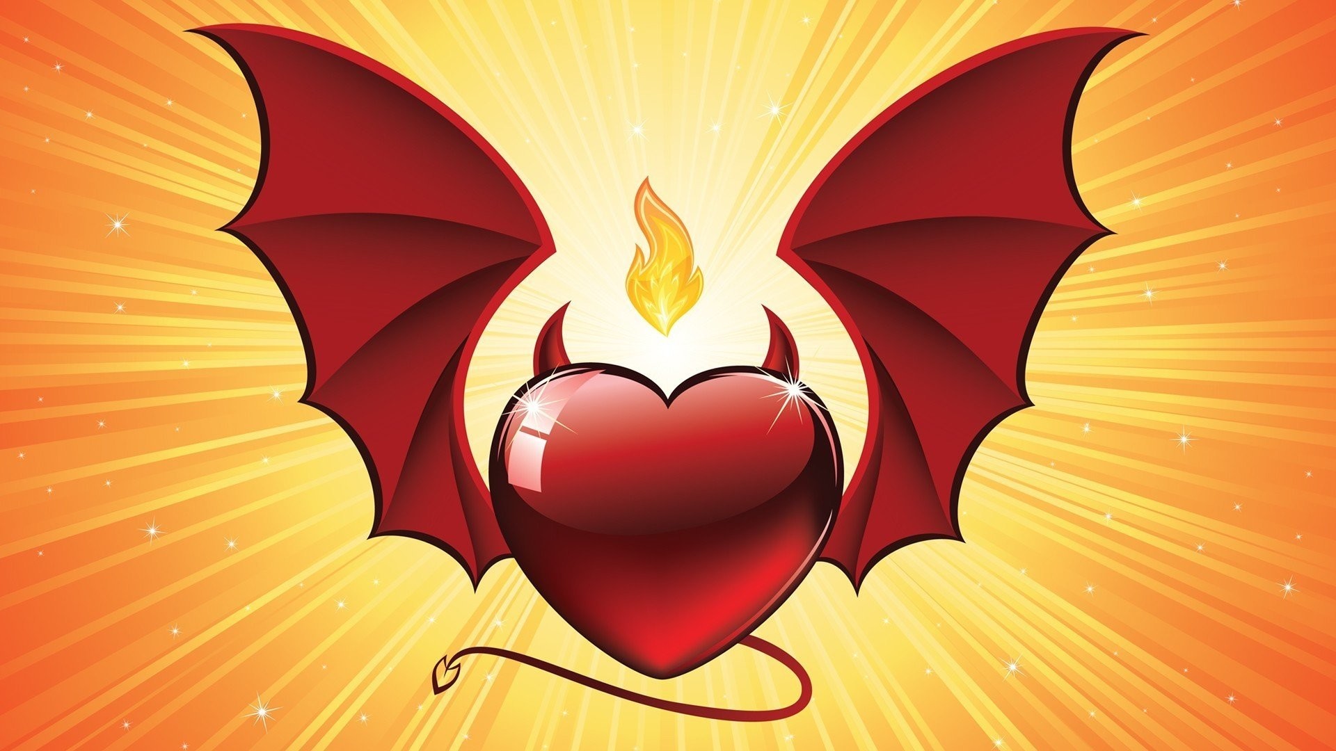 1920x1080 Holiday - Valentine's Day Wings Fire Heart Wallpaper
