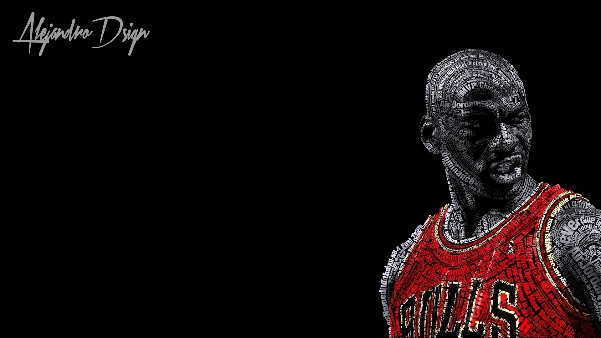 1920x1080 typographic Portraits, Michael Jordan, Basketball, Chicago Bulls, Black  Background Wallpapers HD / Desktop and Mobile Backgrounds