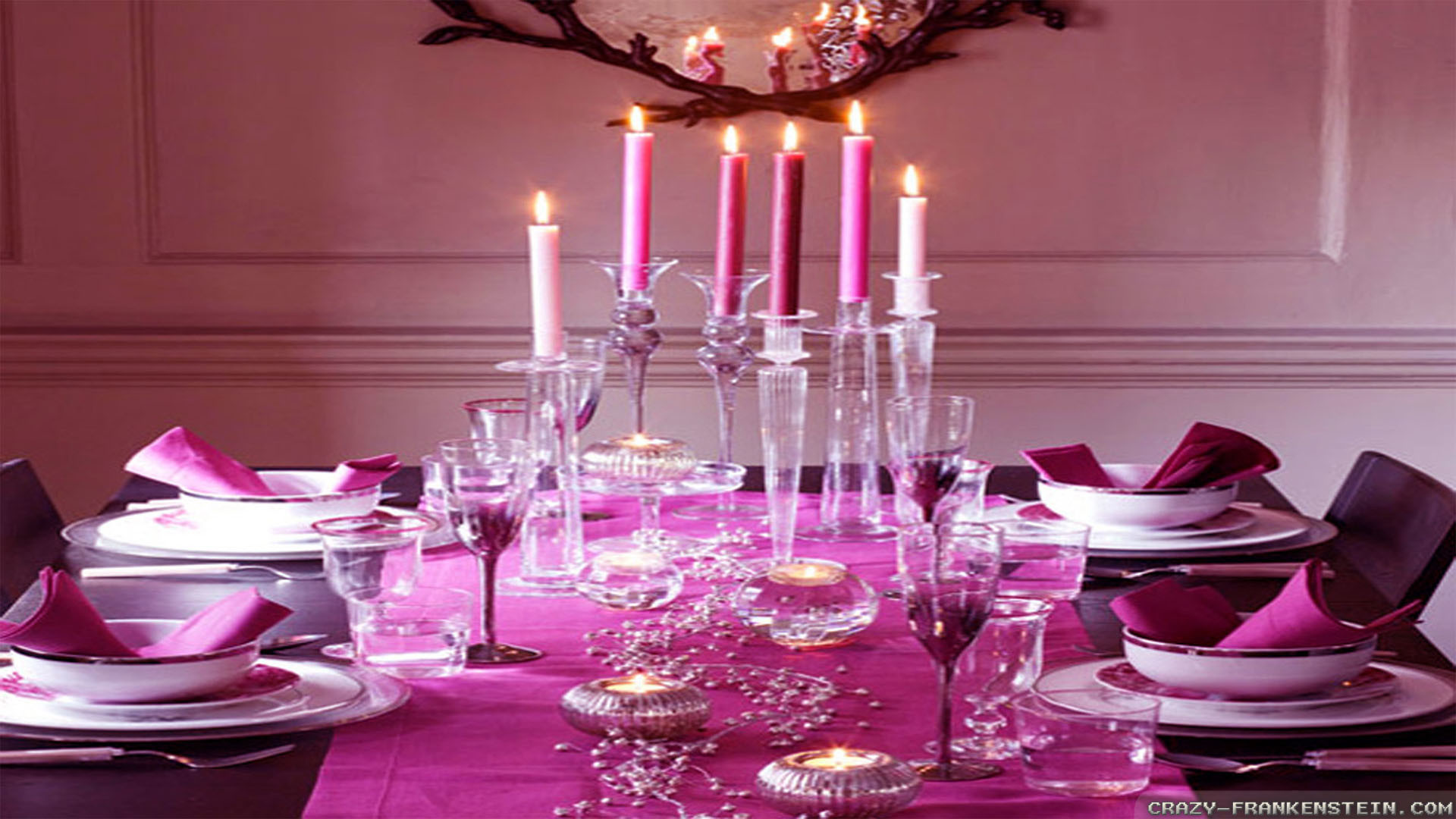 1920x1080 Wallpaper: Pink Christmas romantic table wallpapers. Resolution: 1024x768 |  1280x1024 | 1600x1200. Widescreen Res: 1440x900 | 1680x1050 | 1920x1200
