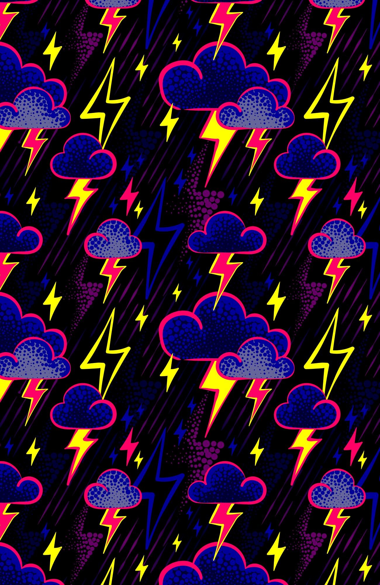 1300x2000 Lightning bolt storm clouds pattern print repeat fabric