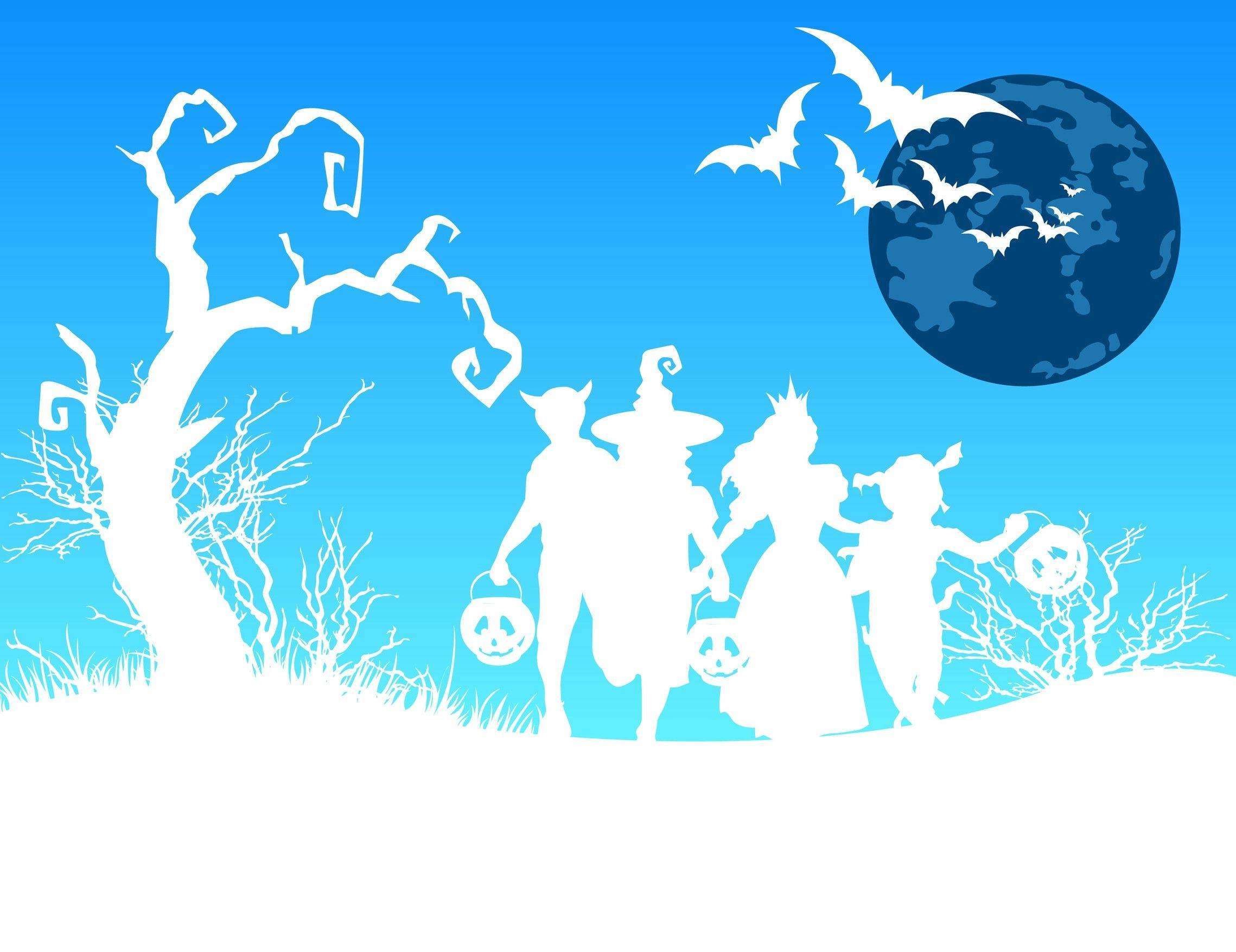 2278x1756 Halloween, moon, witches, bats - wallpaper